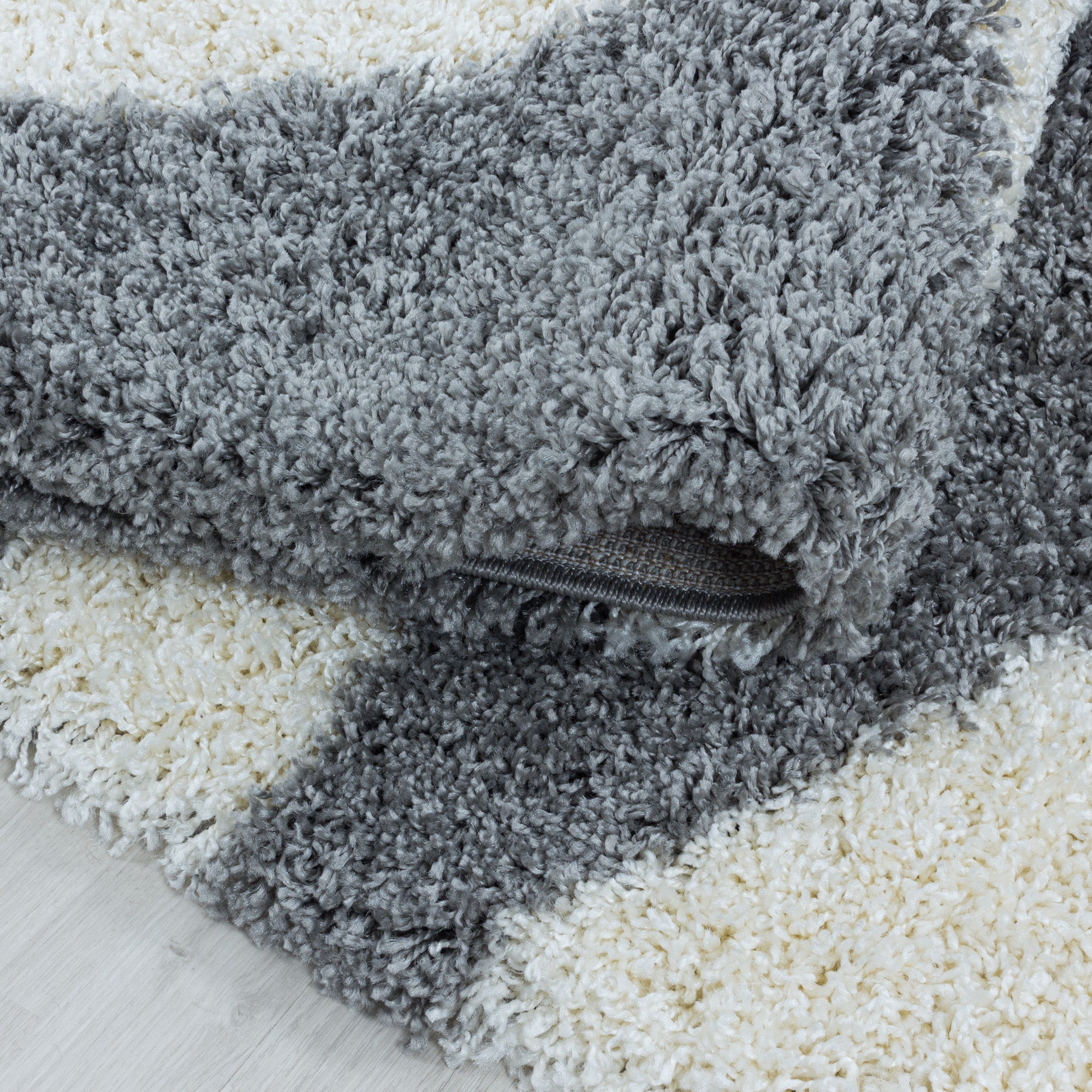 Runder Hochflor Teppich Mäander Design Flauschig Shaggy Teppich Wohnzimmer