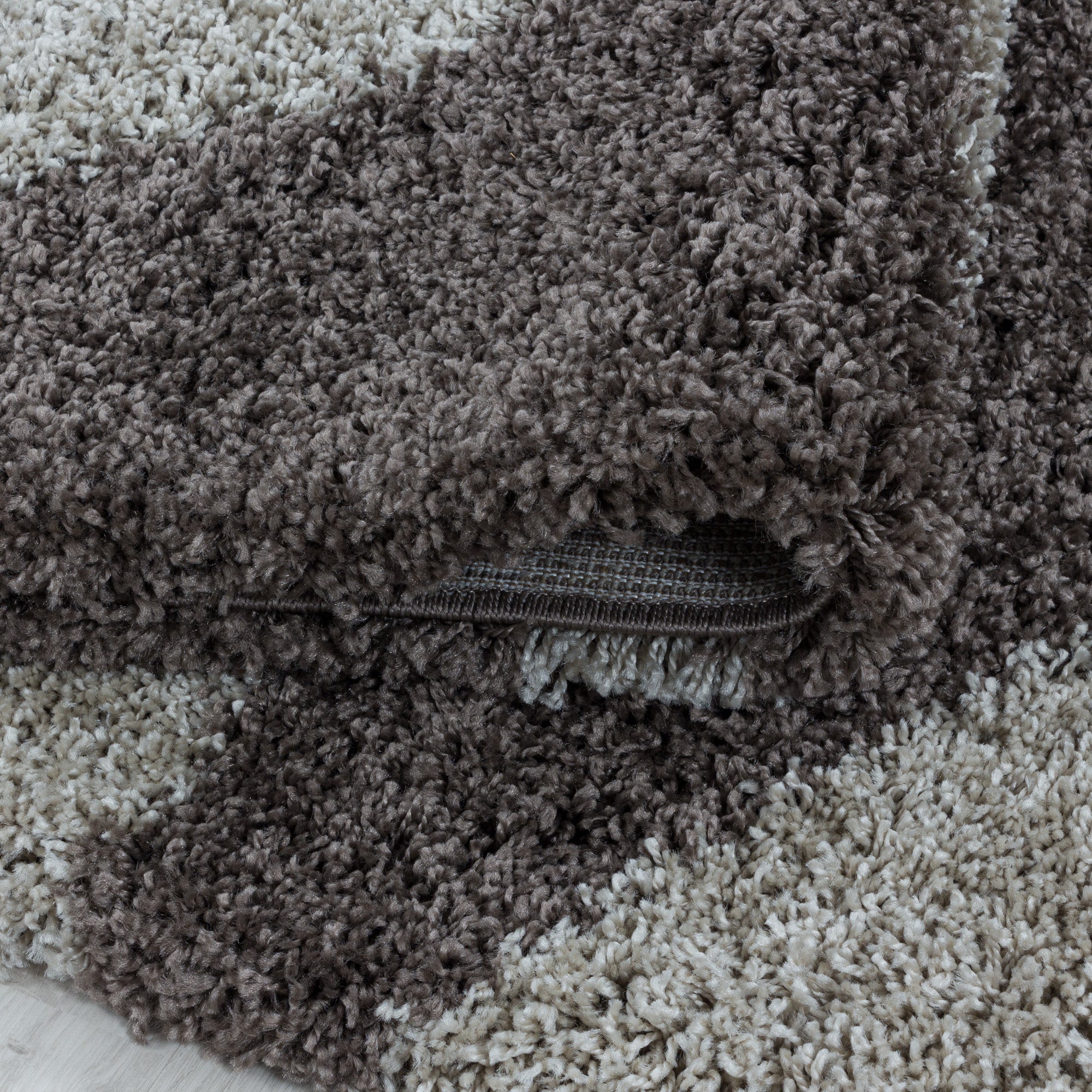 Runder Hochflor Teppich Mäander Design Flauschig Shaggy Teppich Wohnzimmer
