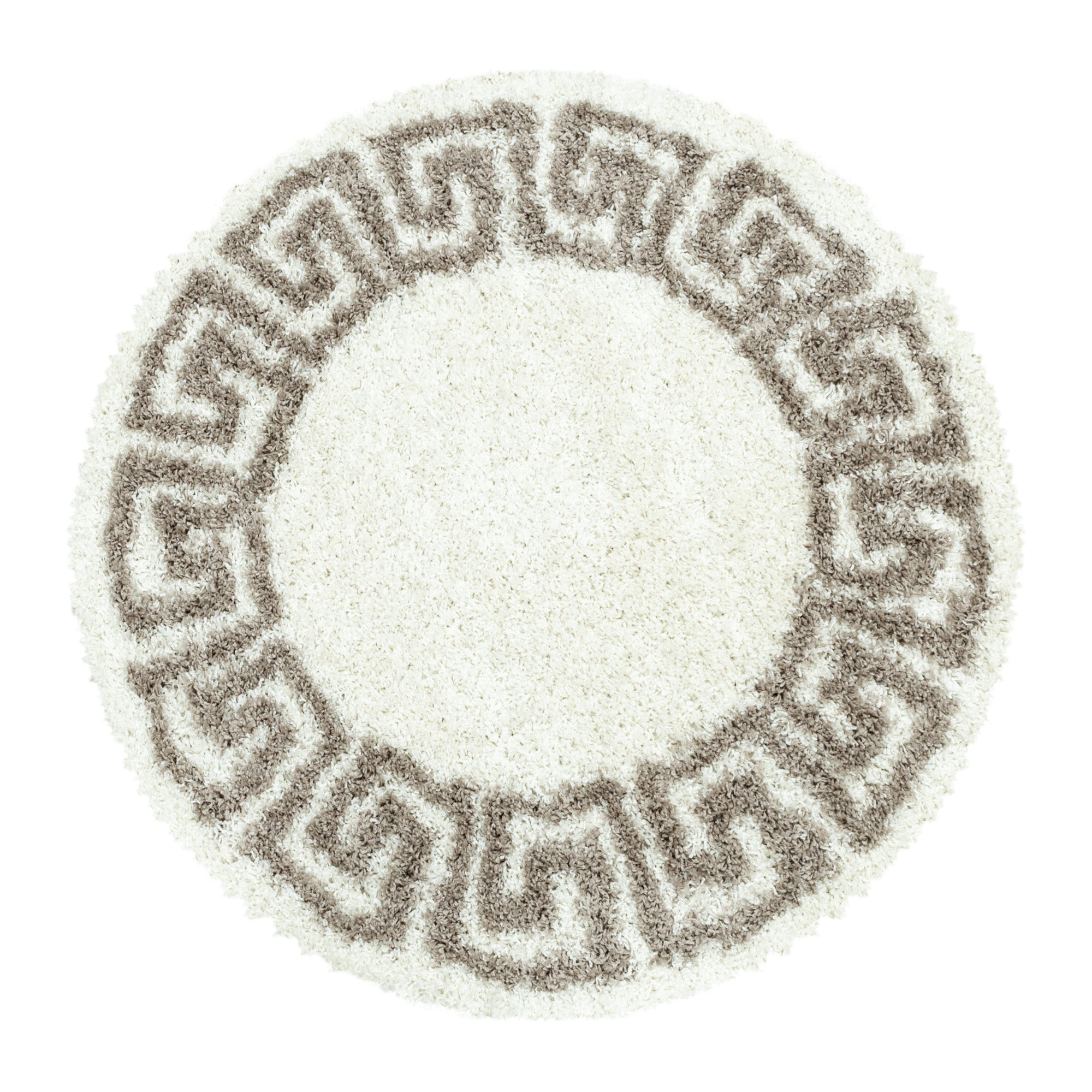 Tapis rond à poils longs, design méandre, moderne, à poils longs, pour salon