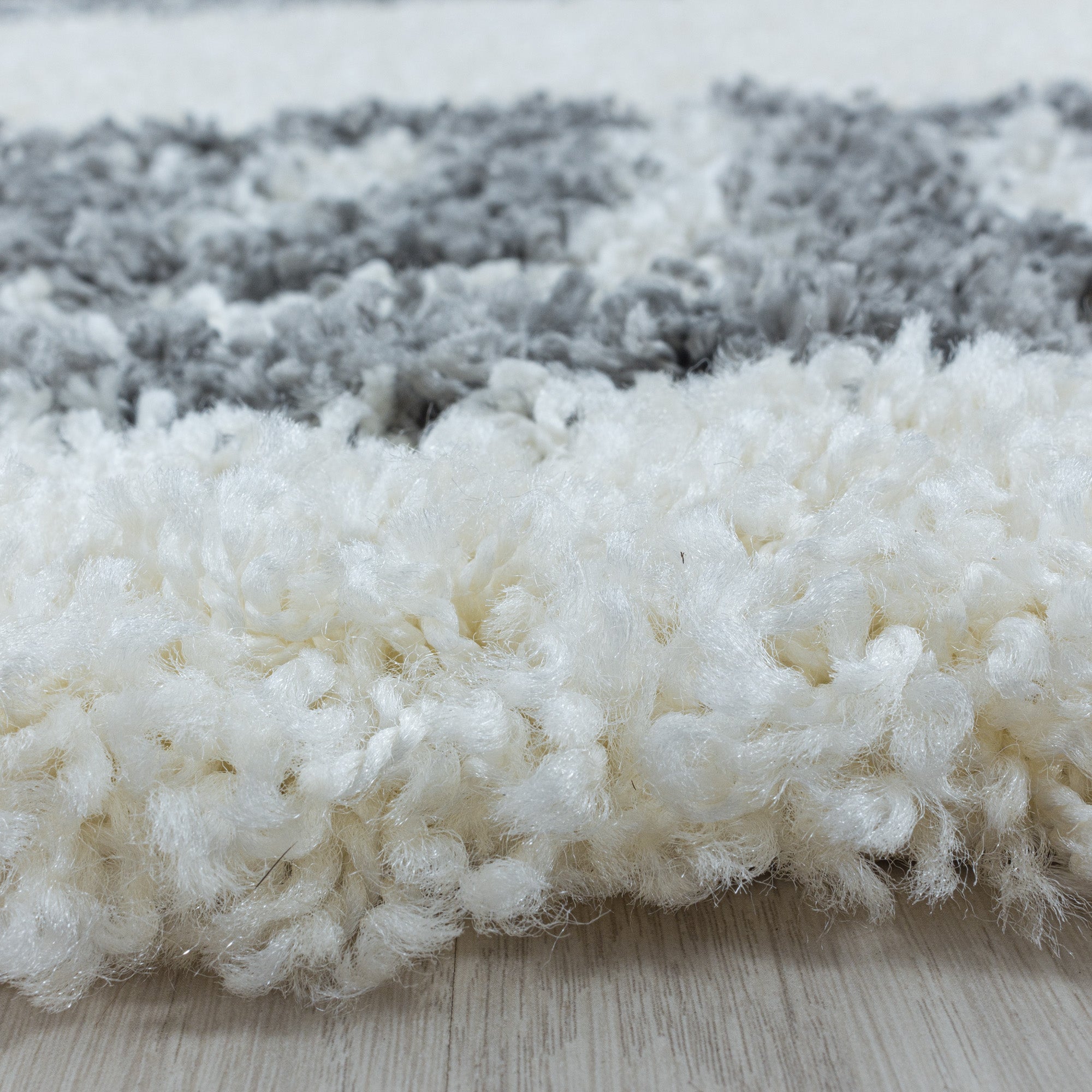 Designer Hochflor Teppich Wohnzimmer Mäander-Design Langflor Shaggy Teppich
