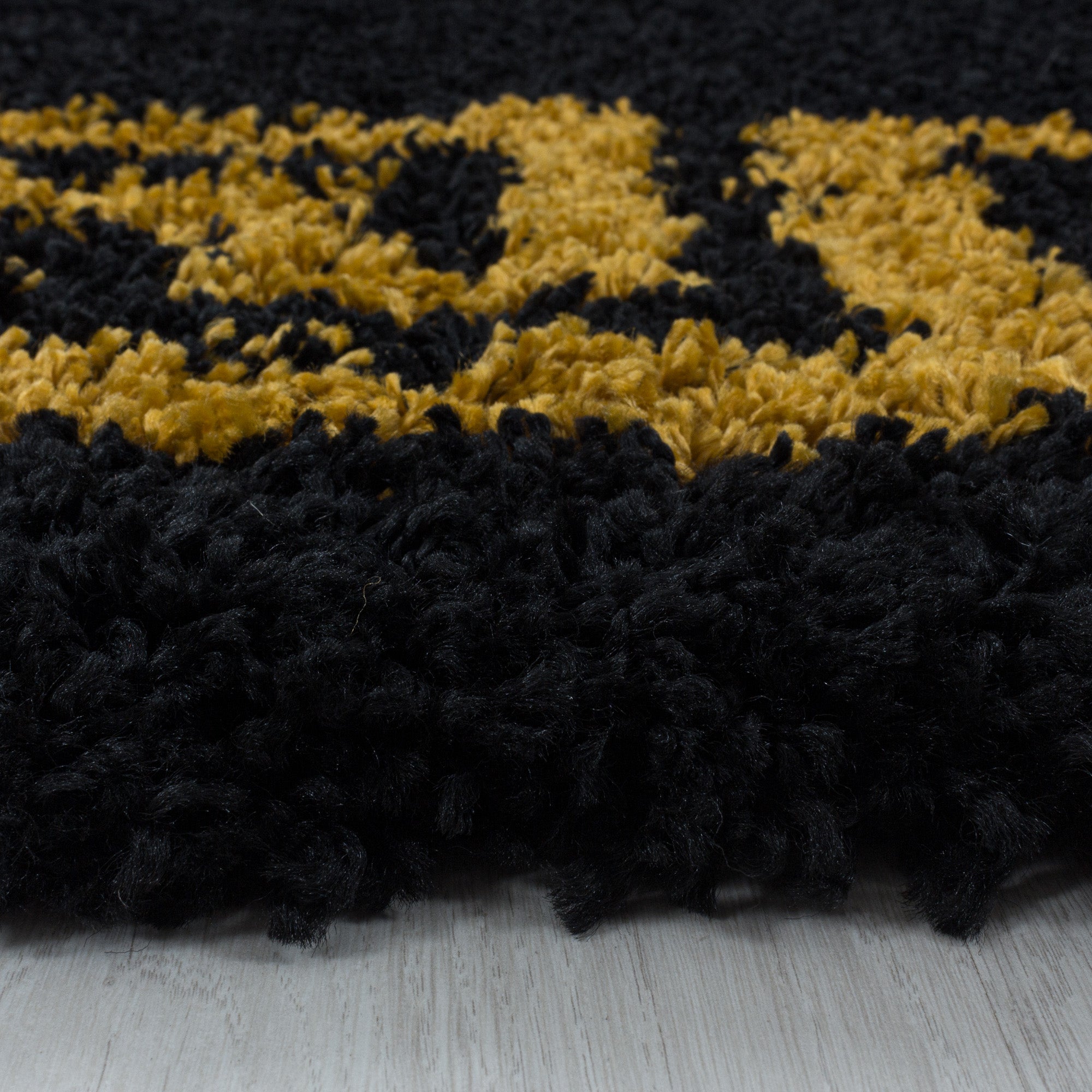 Designer Hochflor Teppich Wohnzimmer Mäander-Design Langflor Shaggy Teppich