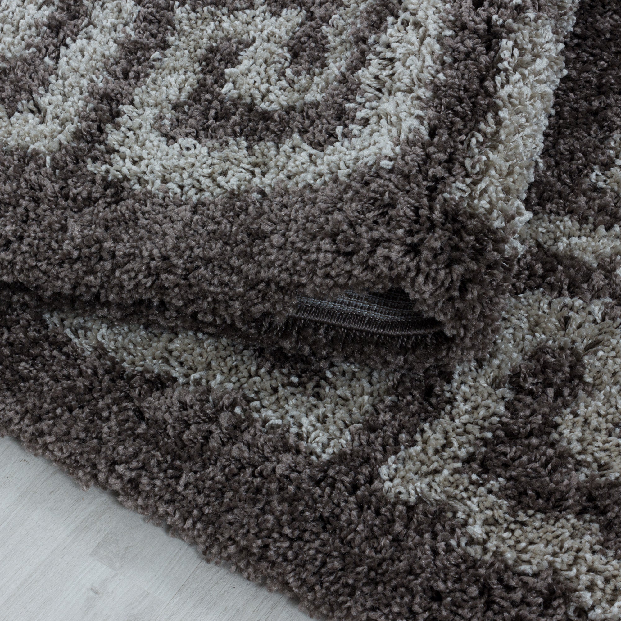 Hochflor Teppich Wohnzimmer Mäander-Design Langflor Modern Shaggy Teppich Weich