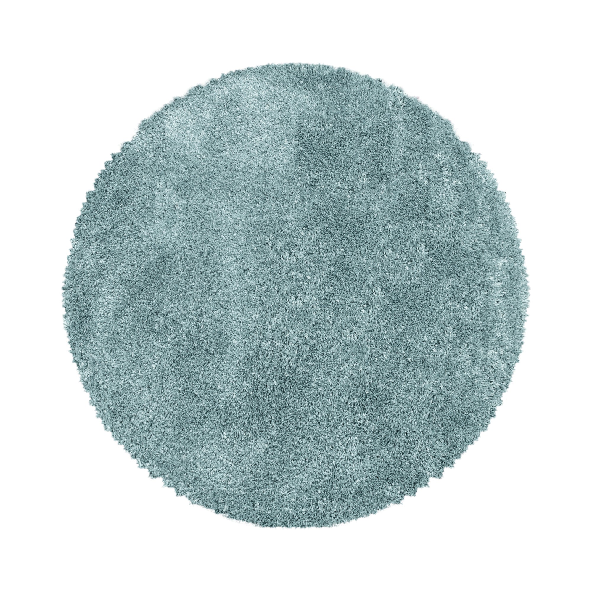 Round deep pile rug for living room, modern, long pile, plain, soft fur look