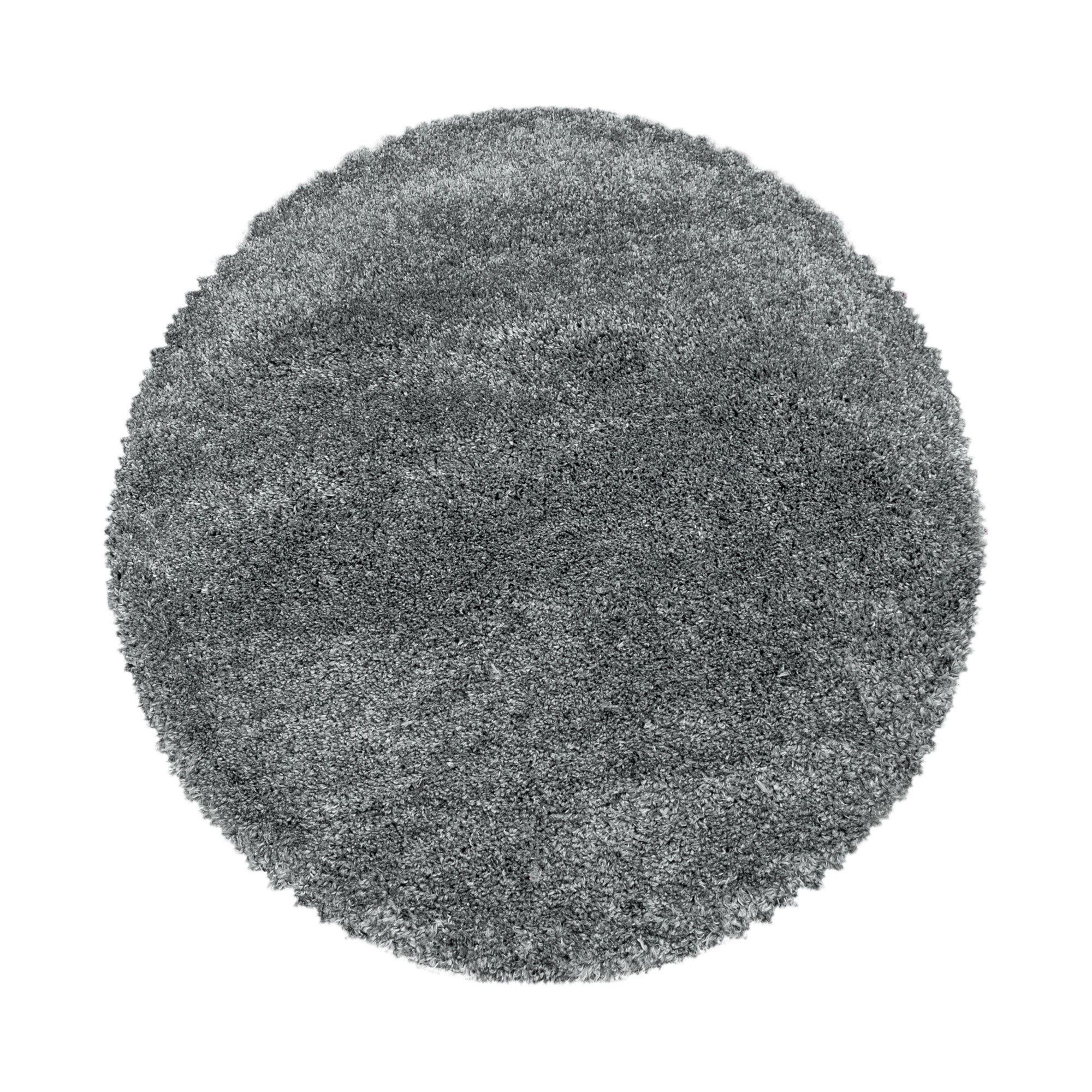 Tapis rond à poils longs pour le salon, moderne, à poils longs, uni, aspect fourrure douce