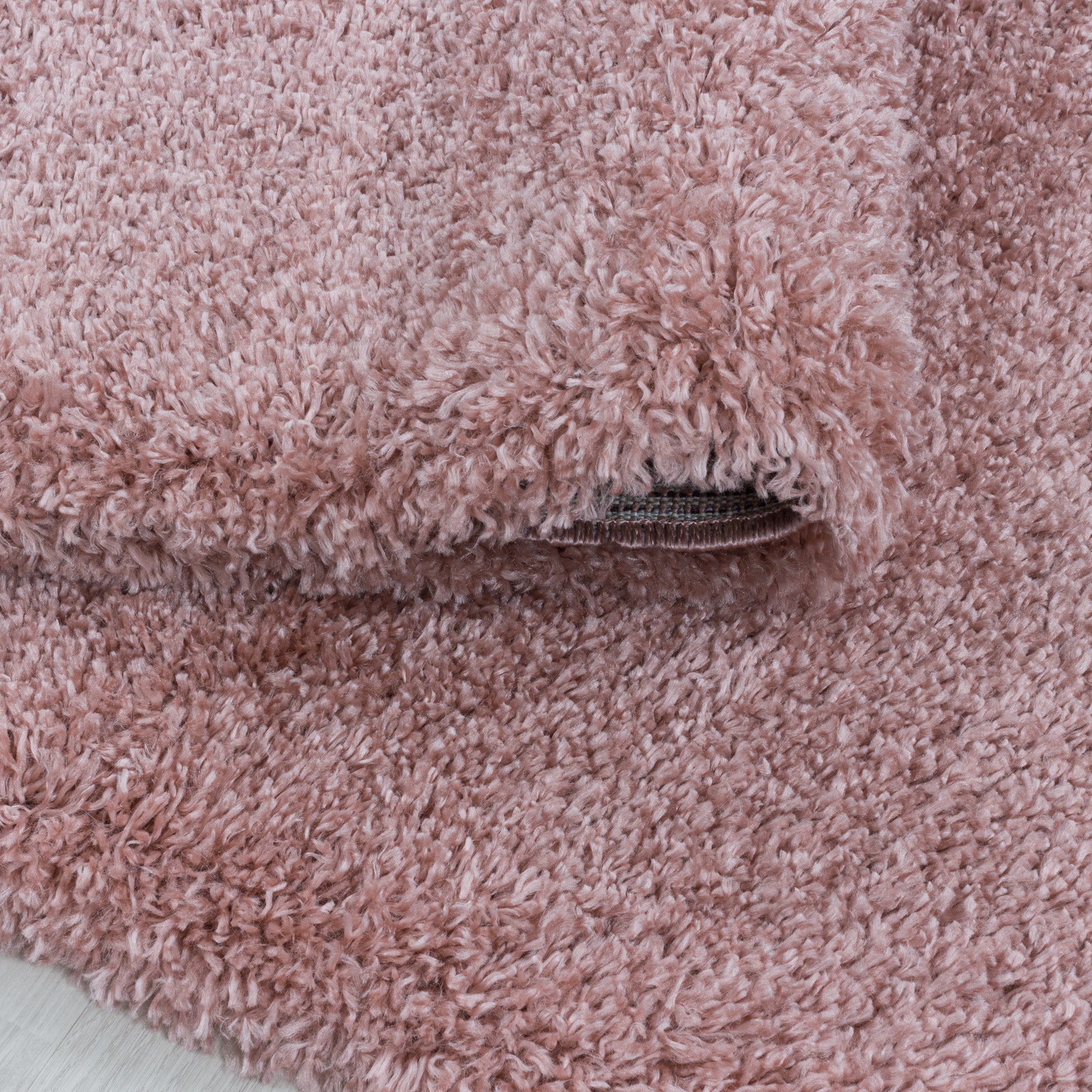 Tapis rond à poils longs pour le salon, moderne, à poils longs, uni, aspect fourrure douce