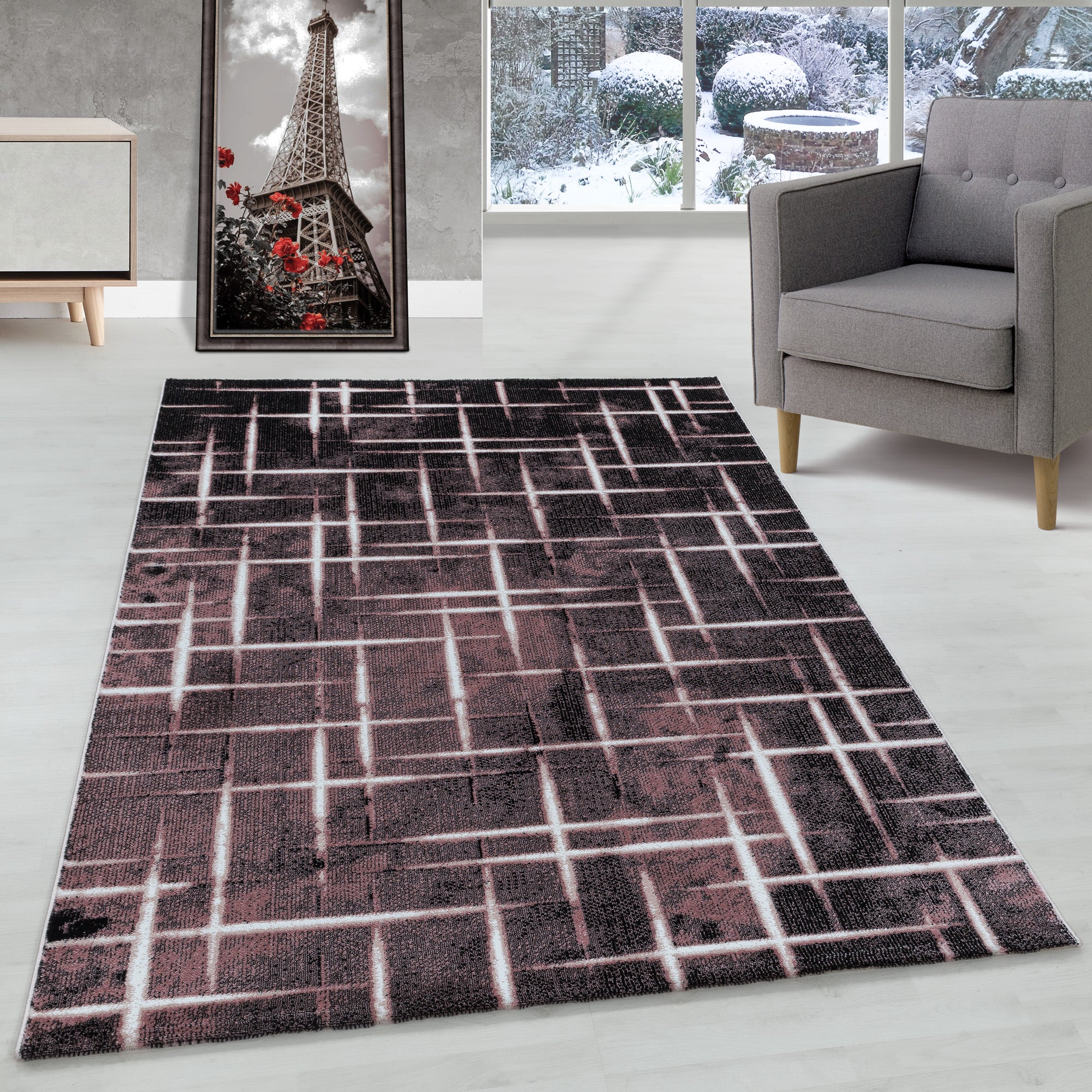 Modern Kurzflor Teppich Gestreift Design Teppich Modern Stil Teppich Wohnzimmer
