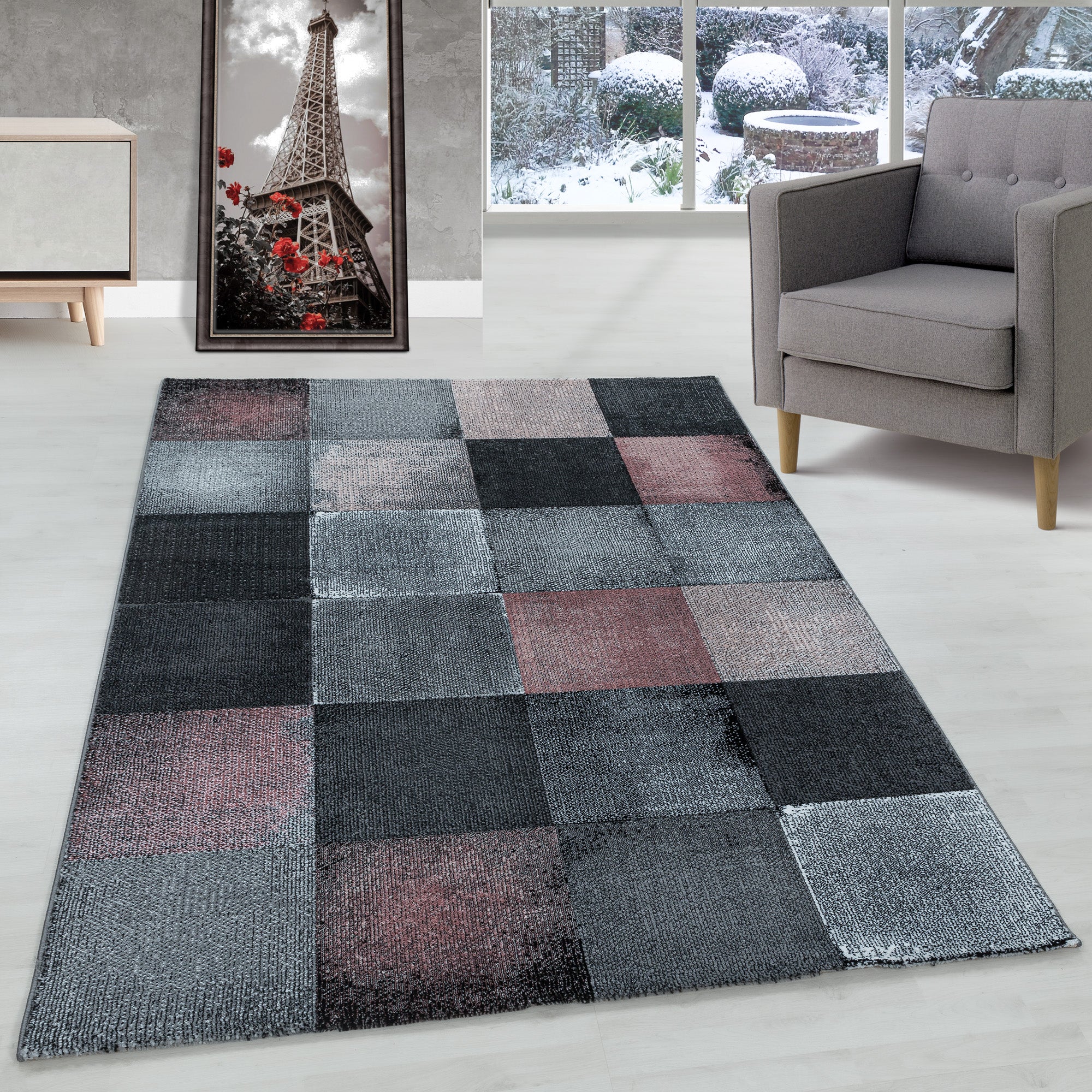 Tapis moderne à poils courts, design ondulé, style moderne, pour salon