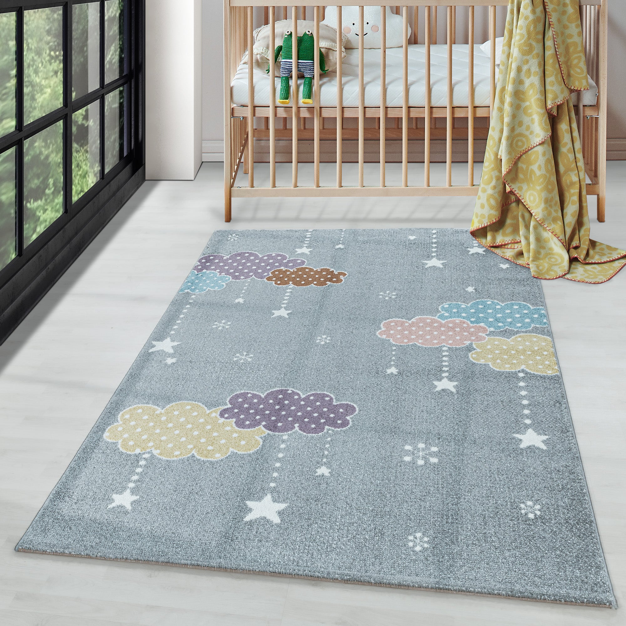 Tapis enfant design lune et étoile tapis facile d'entretien chambre d'enfant