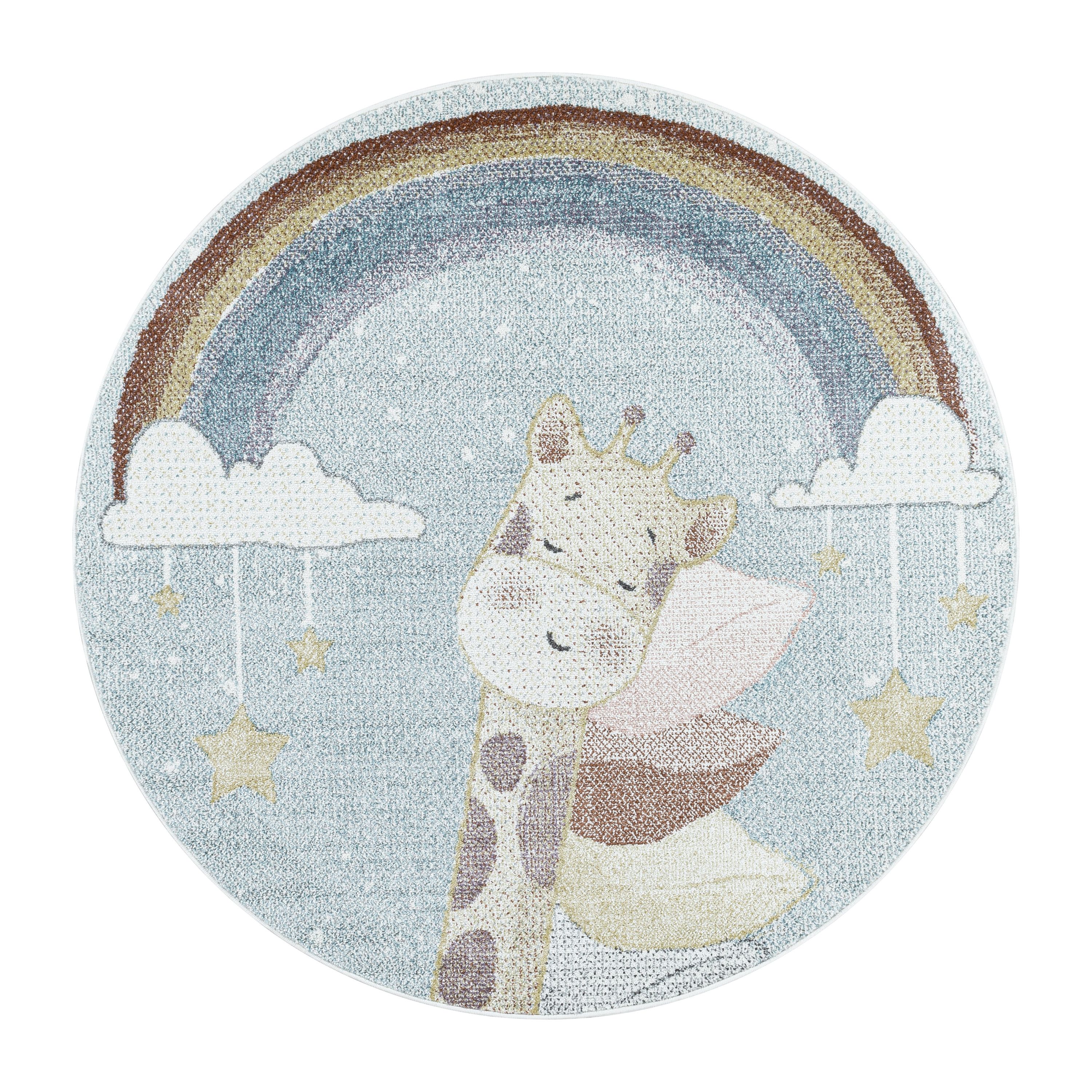 Tapis enfant motif girafe bleu tapis facile d'entretien chambre d'enfant