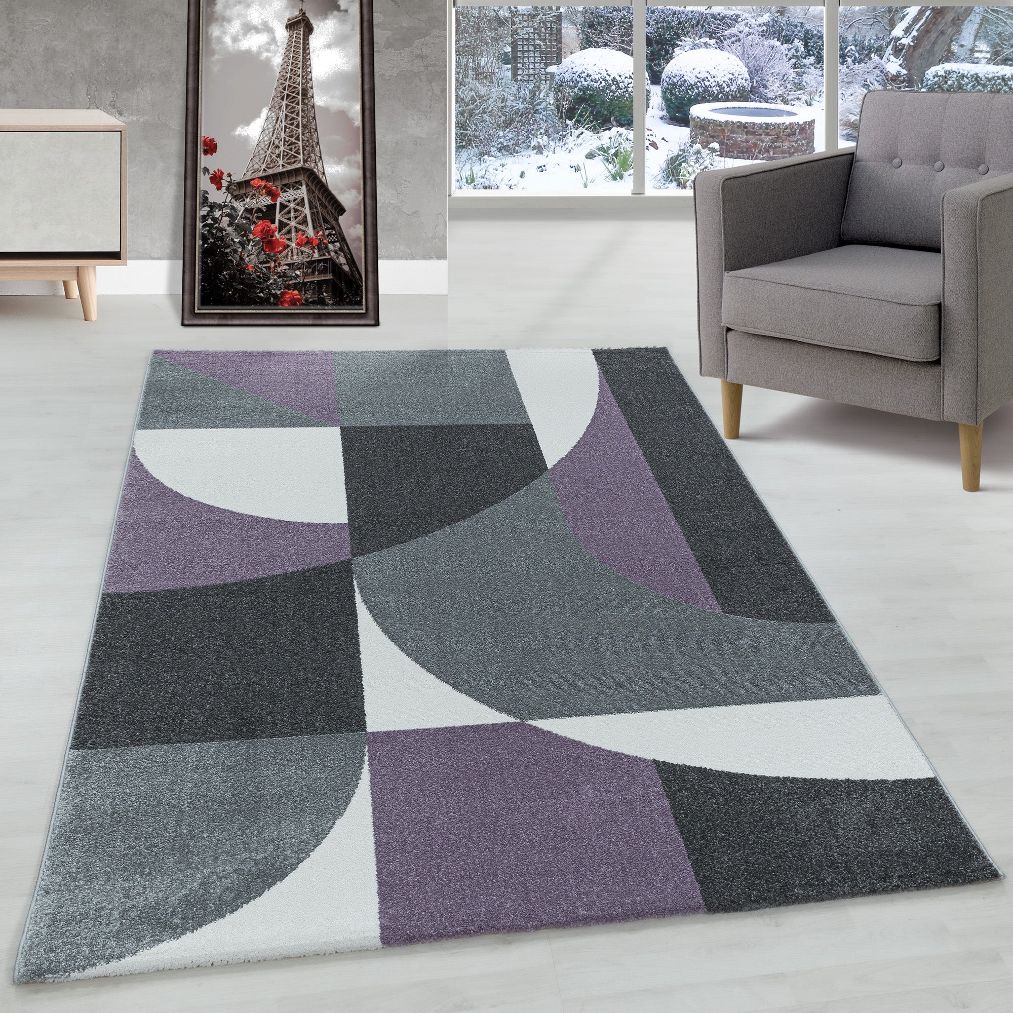 Designer Kurzflor Teppich Geometrisch Design Pflegeleicht Teppich Wohnzimmer
