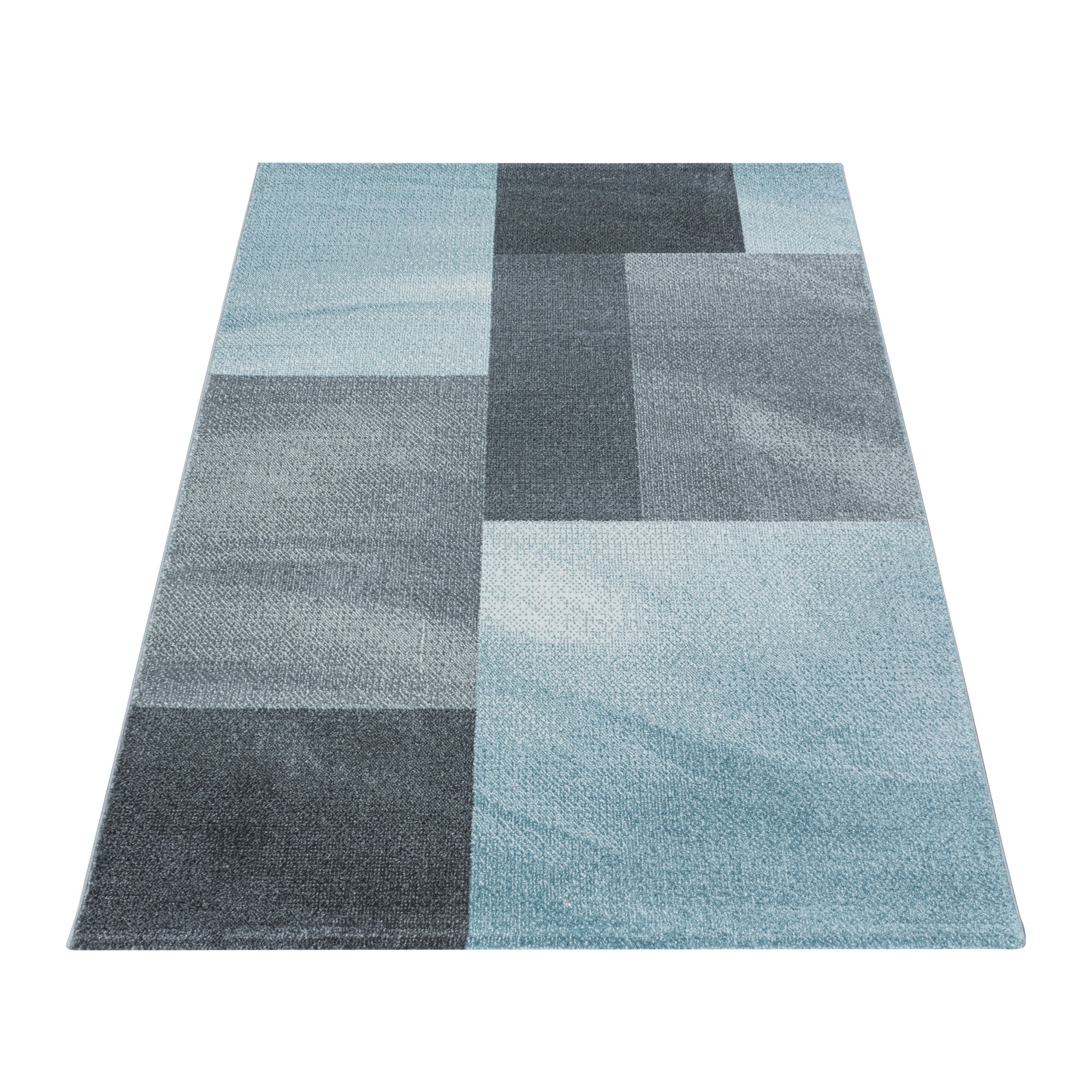 Designer Short Pile Rug Abstract Checked Design Modern Carpet Living Room