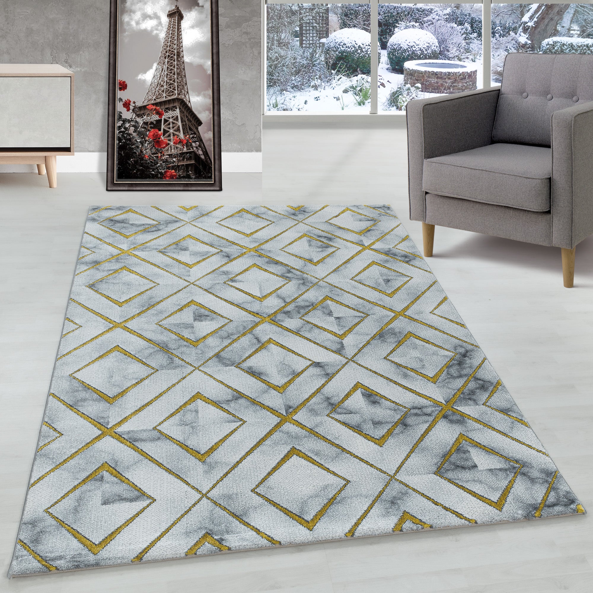 Carpet living room diamond design carpet marble look Scandinavian style