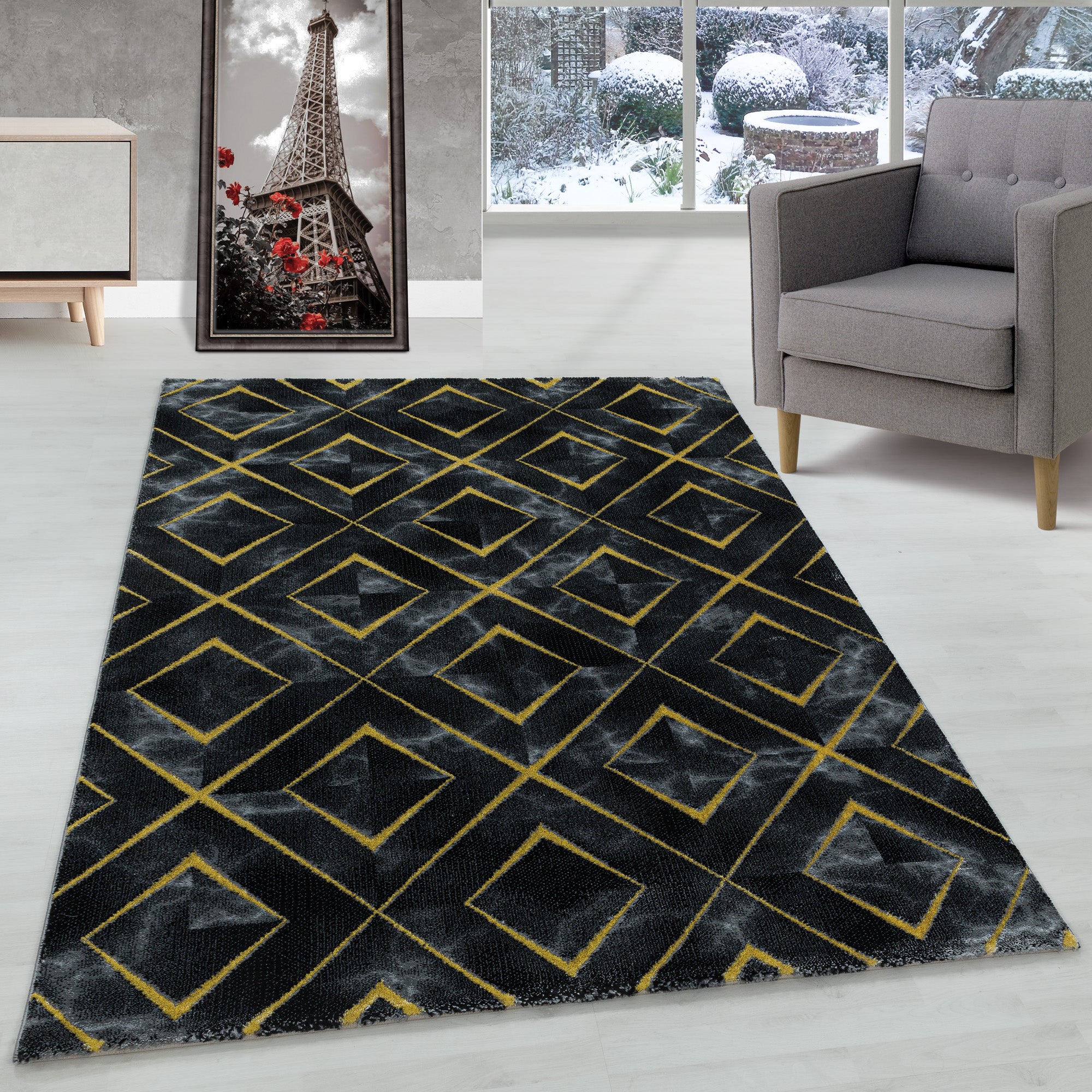 Carpet living room diamond design carpet marble look Scandinavian style