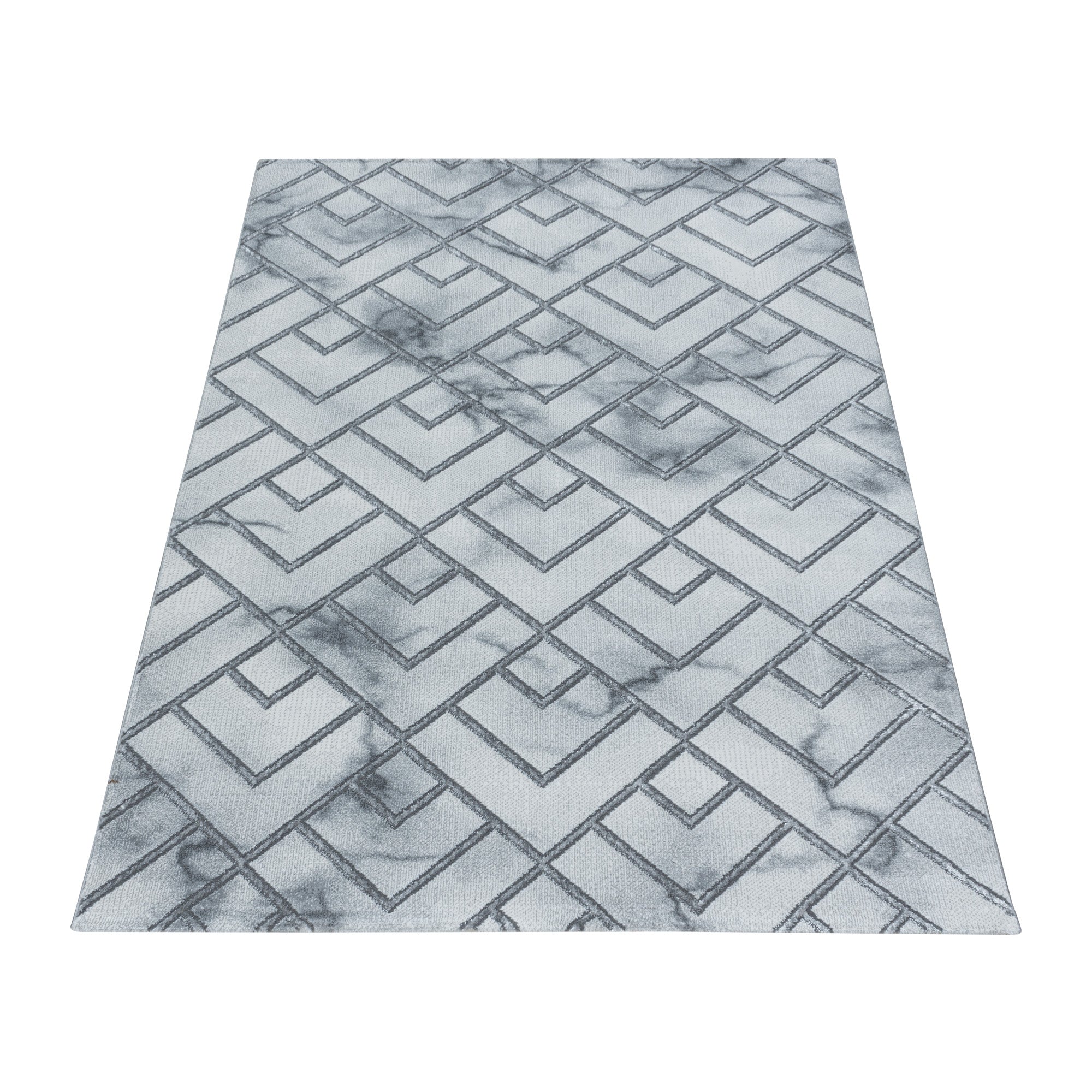 Tapis salon tapis design scandinave aspect marbre avec fibres brillantes