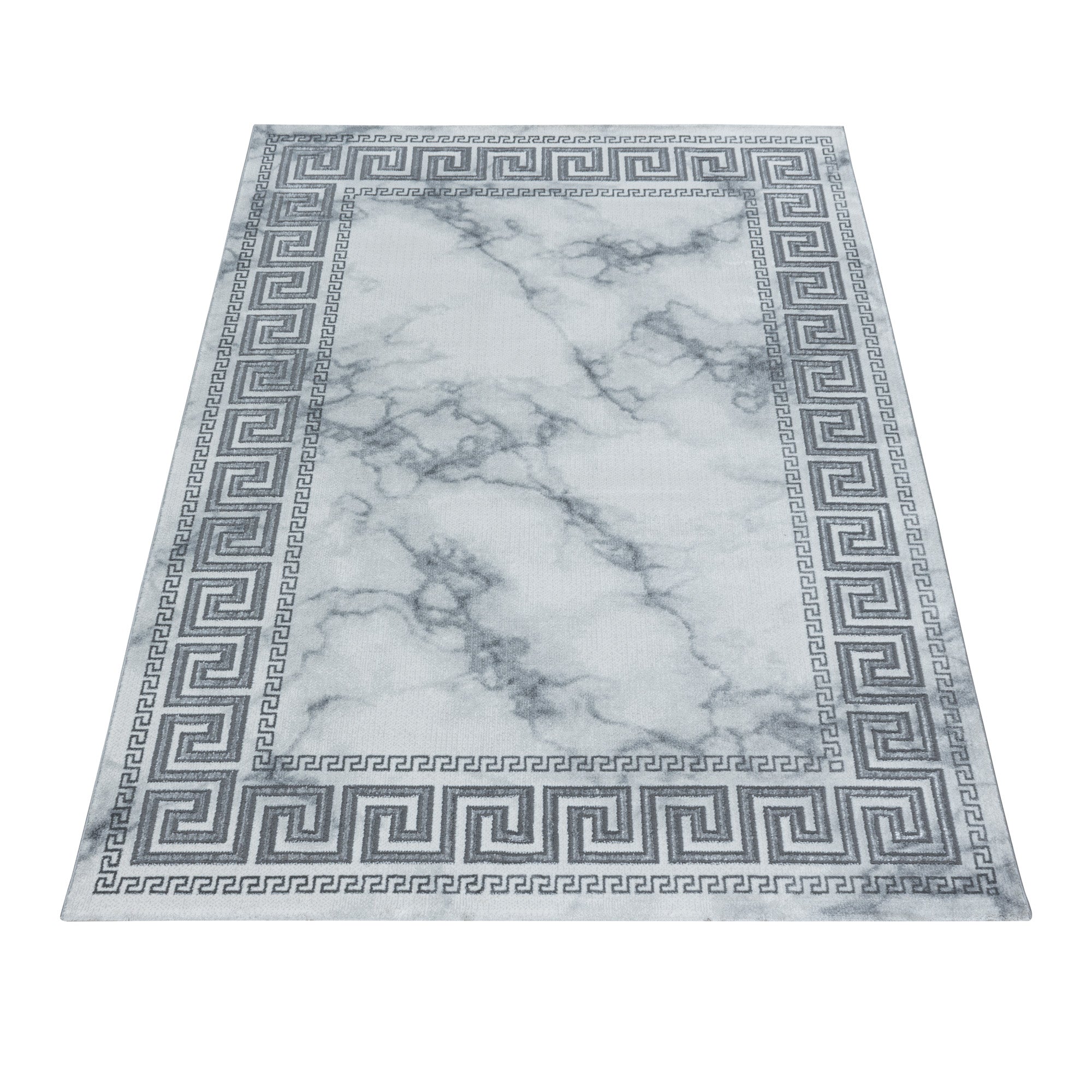 Tapis salon tapis design scandinave aspect marbre avec fibres brillantes