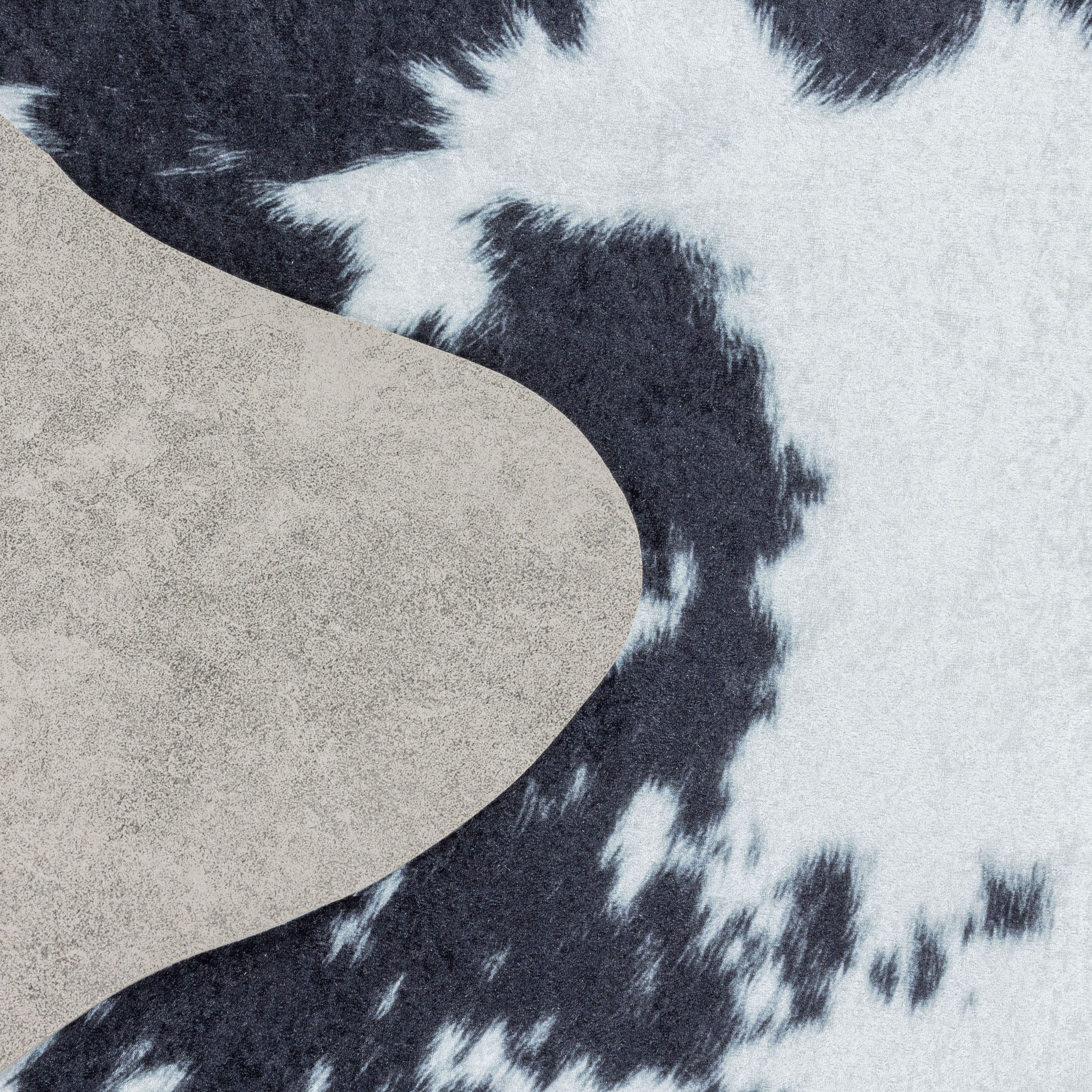 Fur rug, faux fur, imitation cowhide, digital print, washable, non-slip