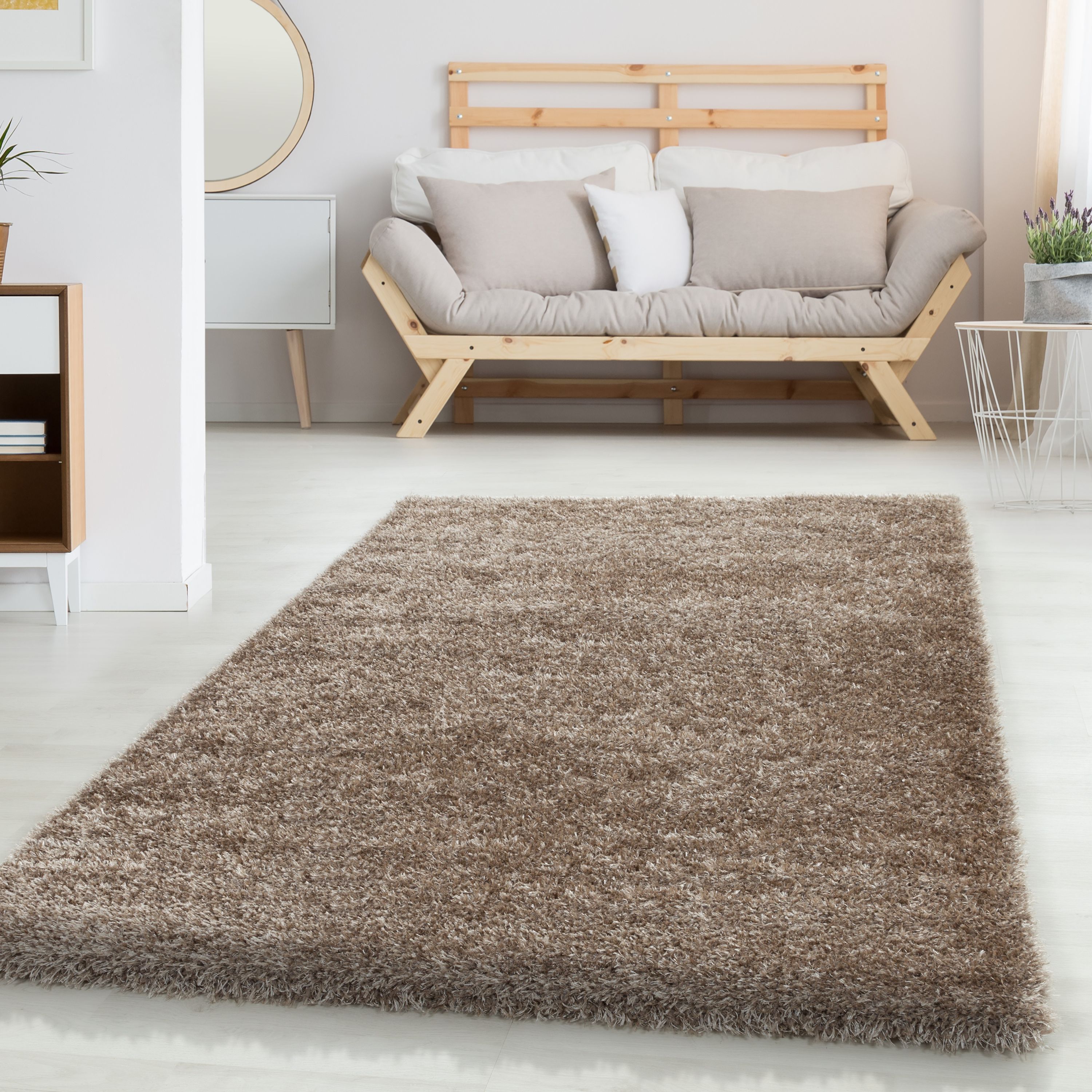 Deep pile rug for living room, plain, long pile, shaggy, fluffy, super soft