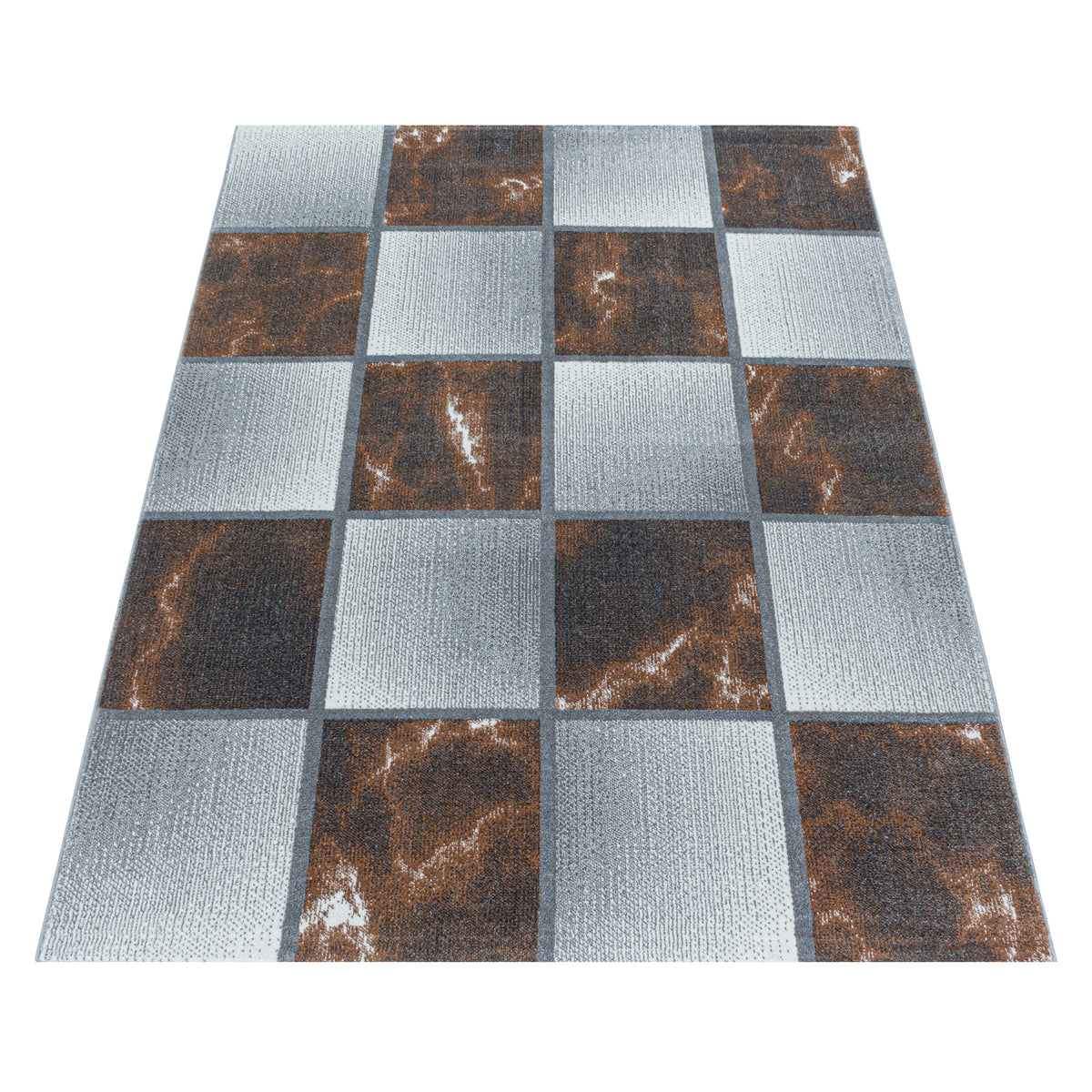 Modern Designer Wohnzimmer Teppich Weicher Kurzflor Kariert Design Robust