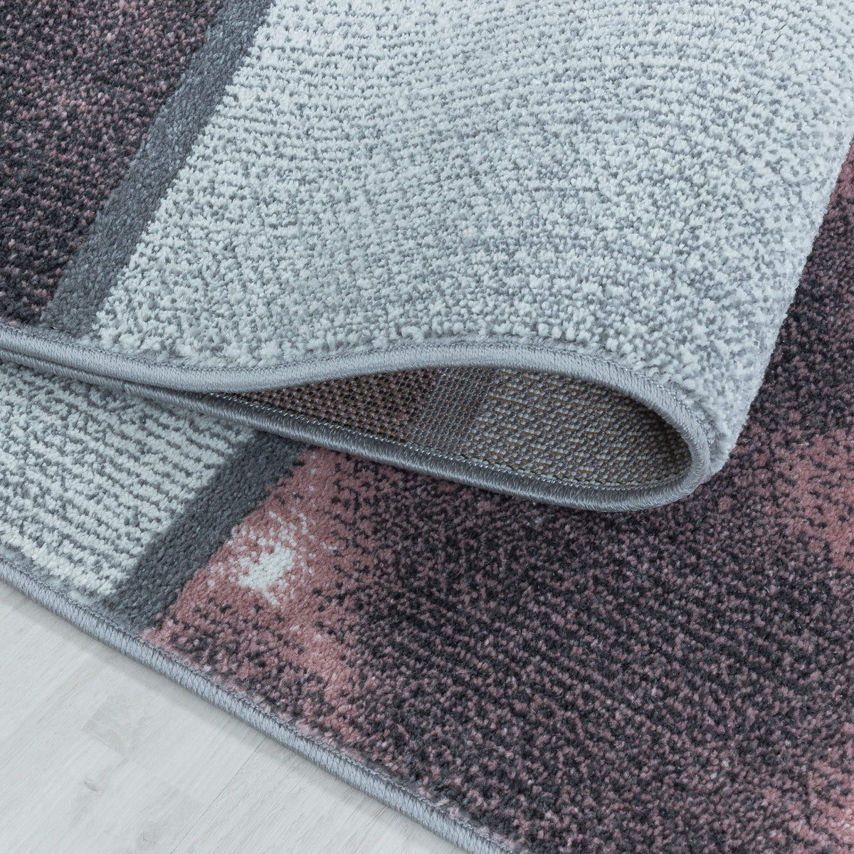 Modern Designer Wohnzimmer Teppich Weicher Kurzflor Kariert Design Robust