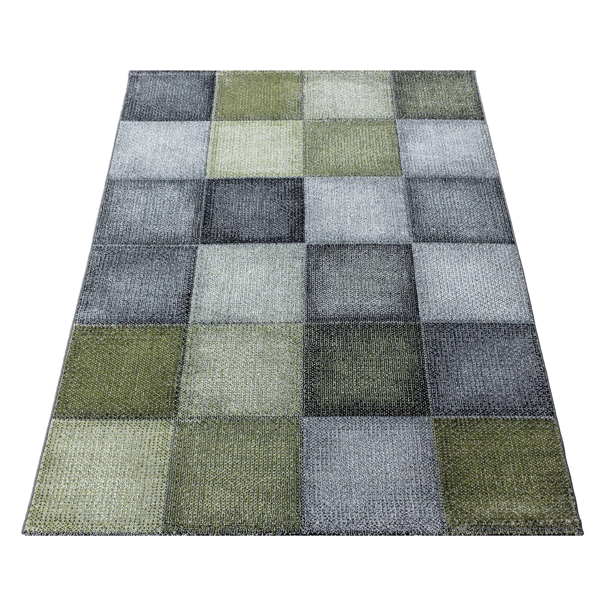 Modern Designer Wohnzimmer Teppich Weicher Kurzflor Kariert Design Robust