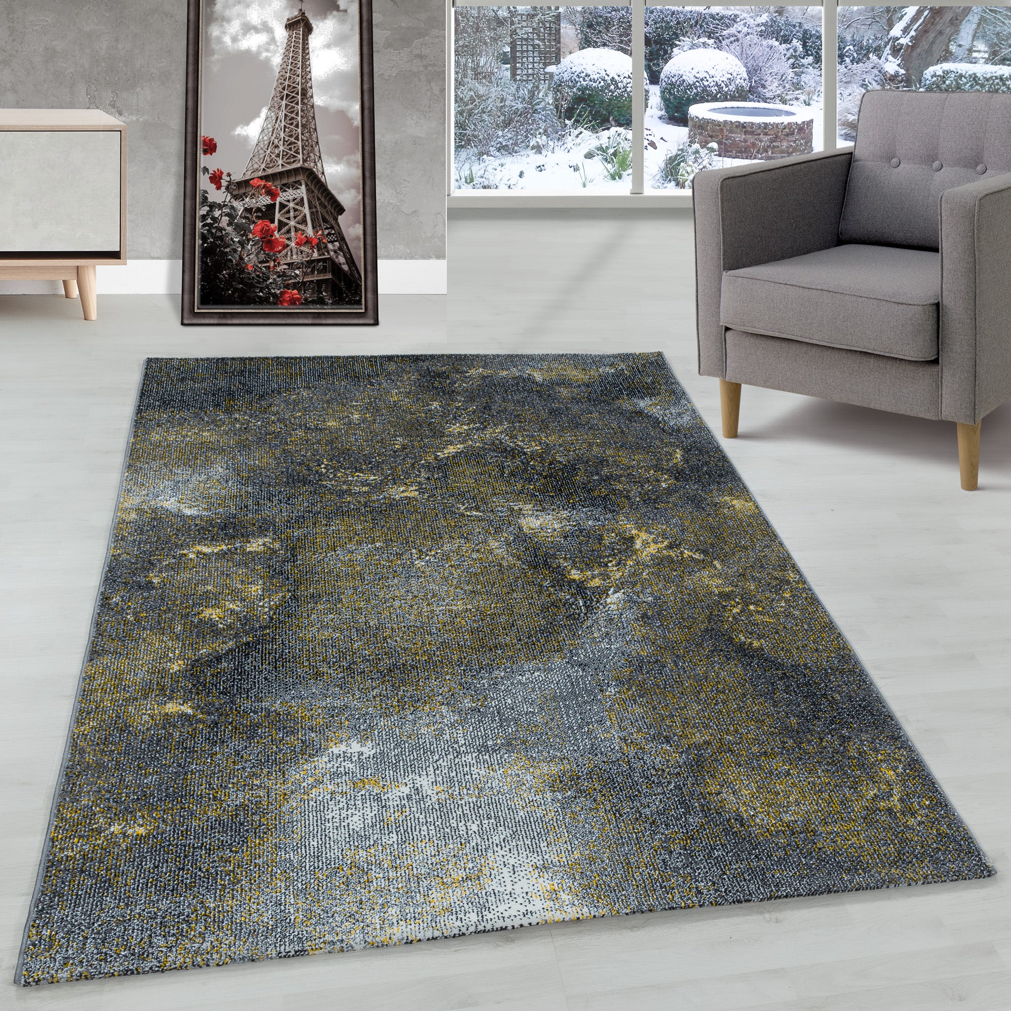Modern Designer Wohnzimmer Teppich Weicher Kurzflor Ombre Design Robust