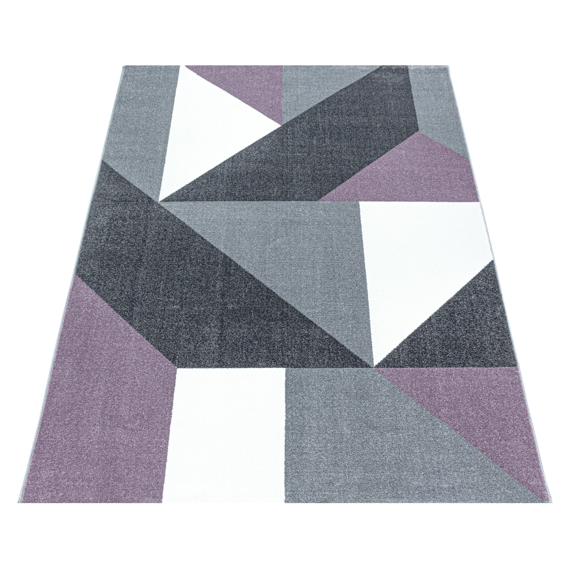 Tapis de salon design moderne, doux, à poils courts, design géométrique, robuste