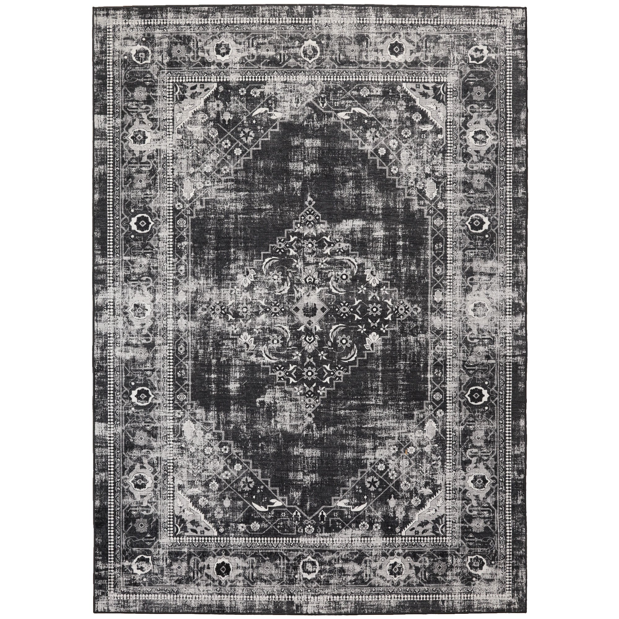 Washable carpet for living room, flat weave, robust, vintage look, non-slip
