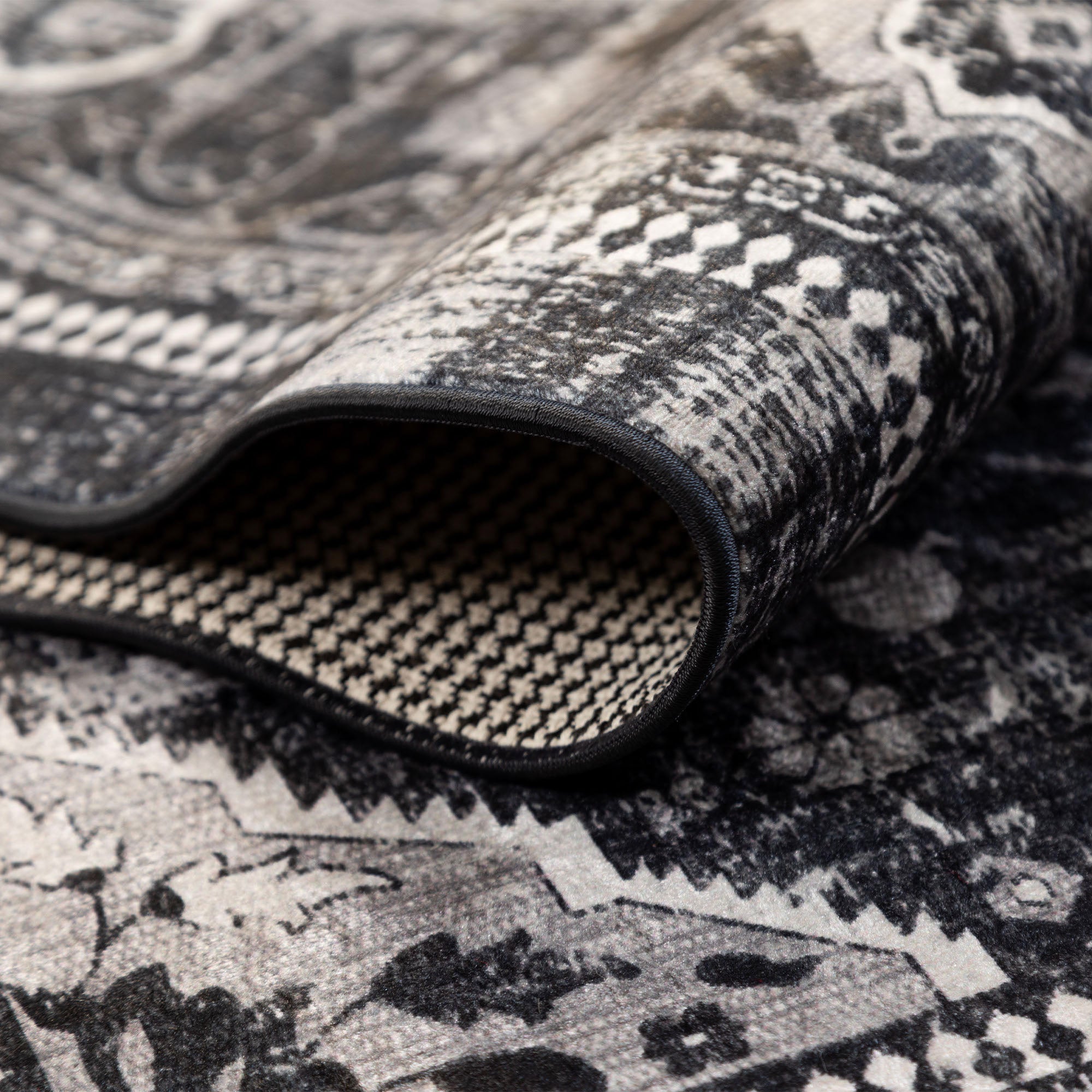 Washable carpet for living room, flat weave, robust, vintage look, non-slip