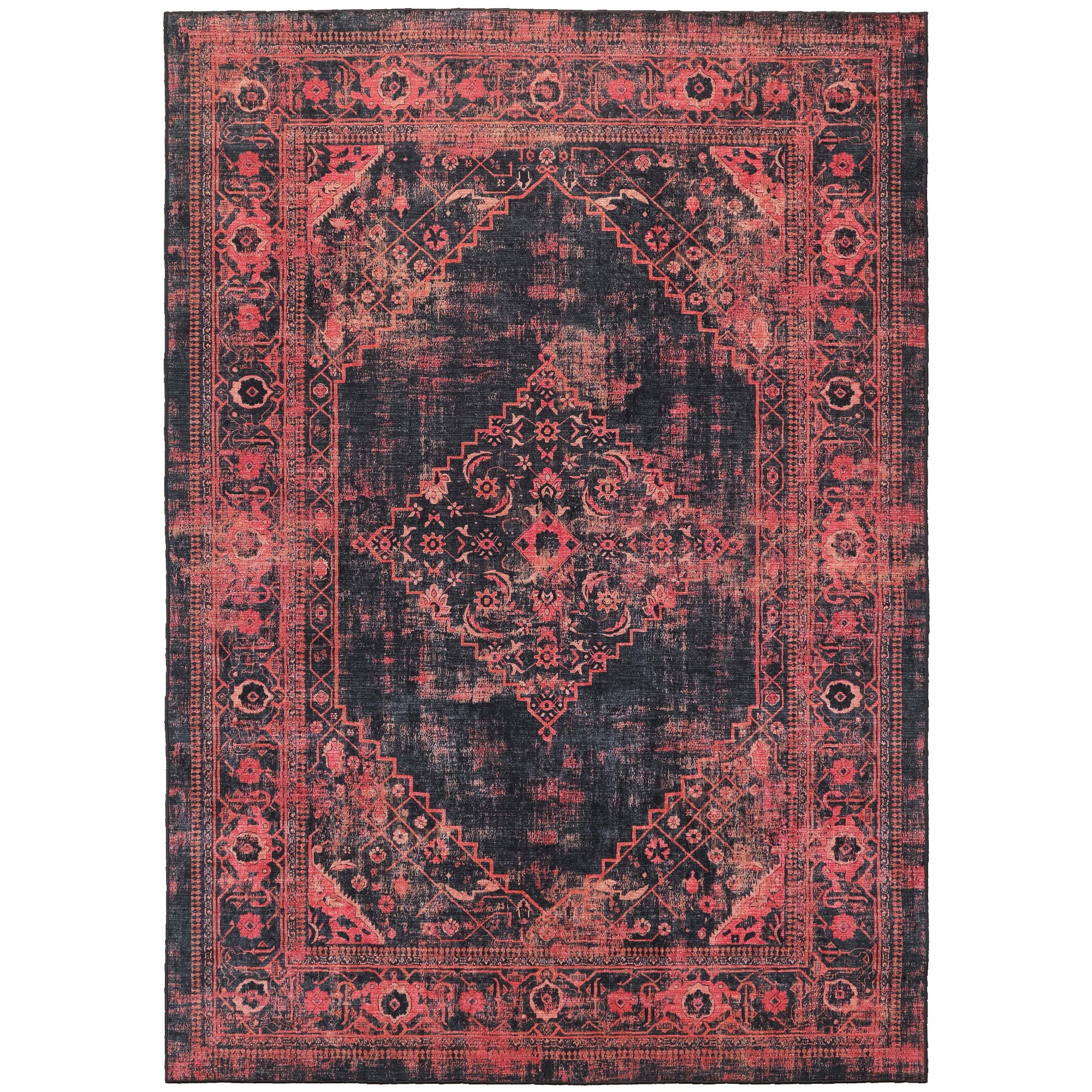 Washable carpet for living room, flat weave, robust, vintage look, non-slip