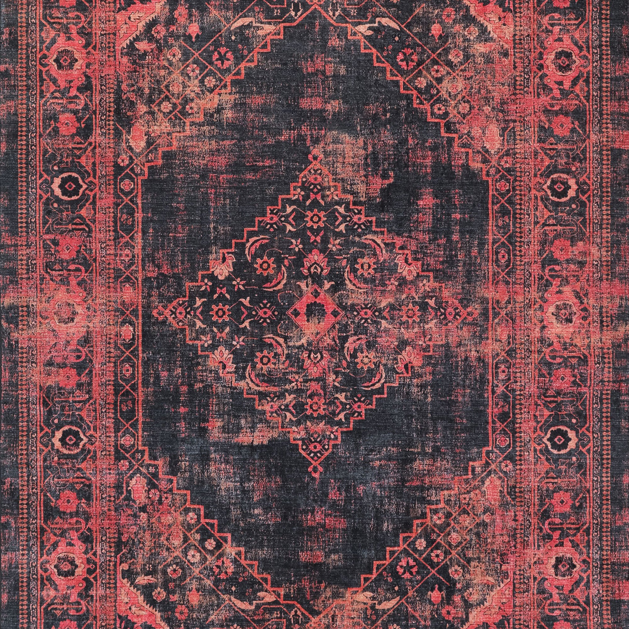 Washable carpet for living room, flat weave, robust, vintage look, non-slip