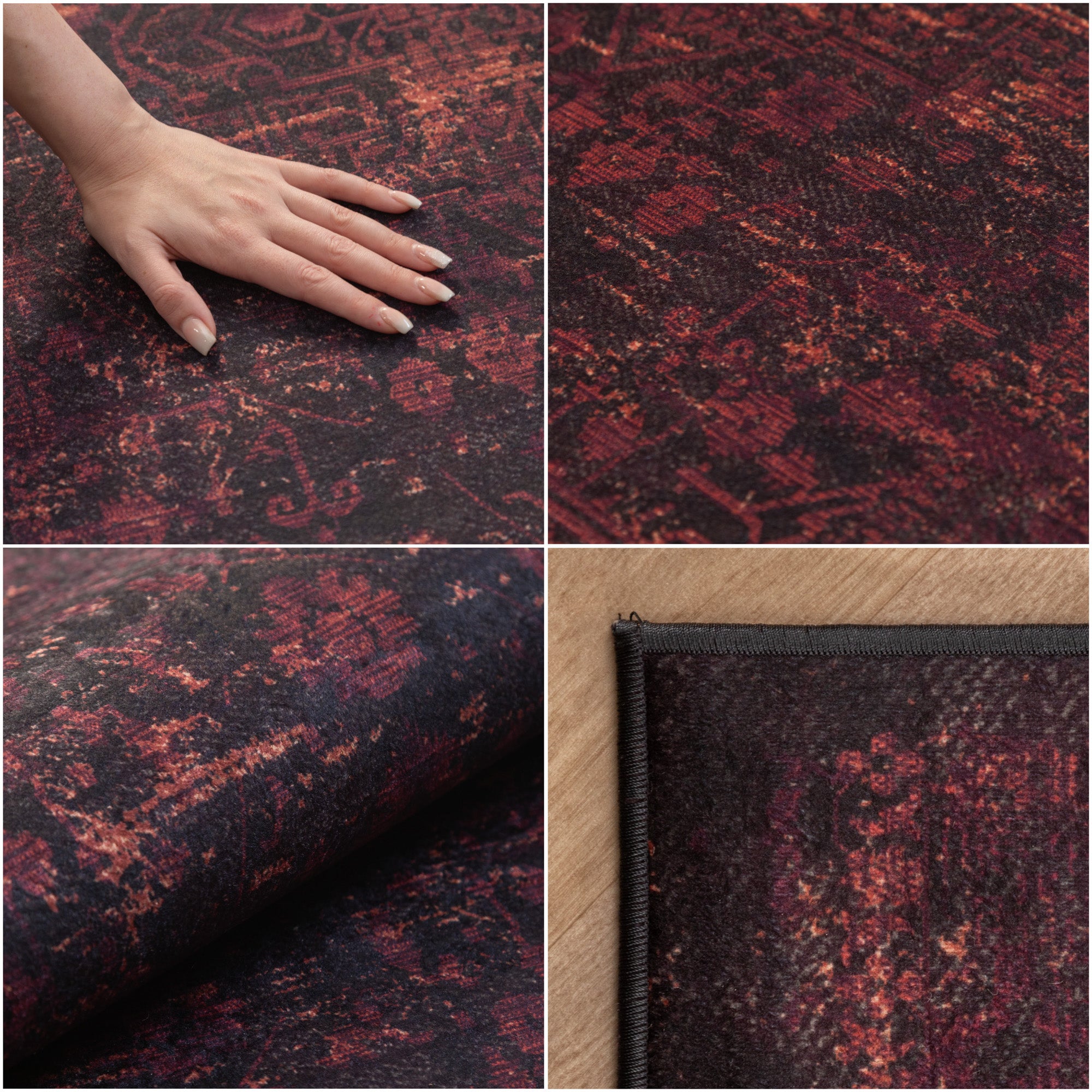 Washable carpet living room flat weave robust oriental design non-slip