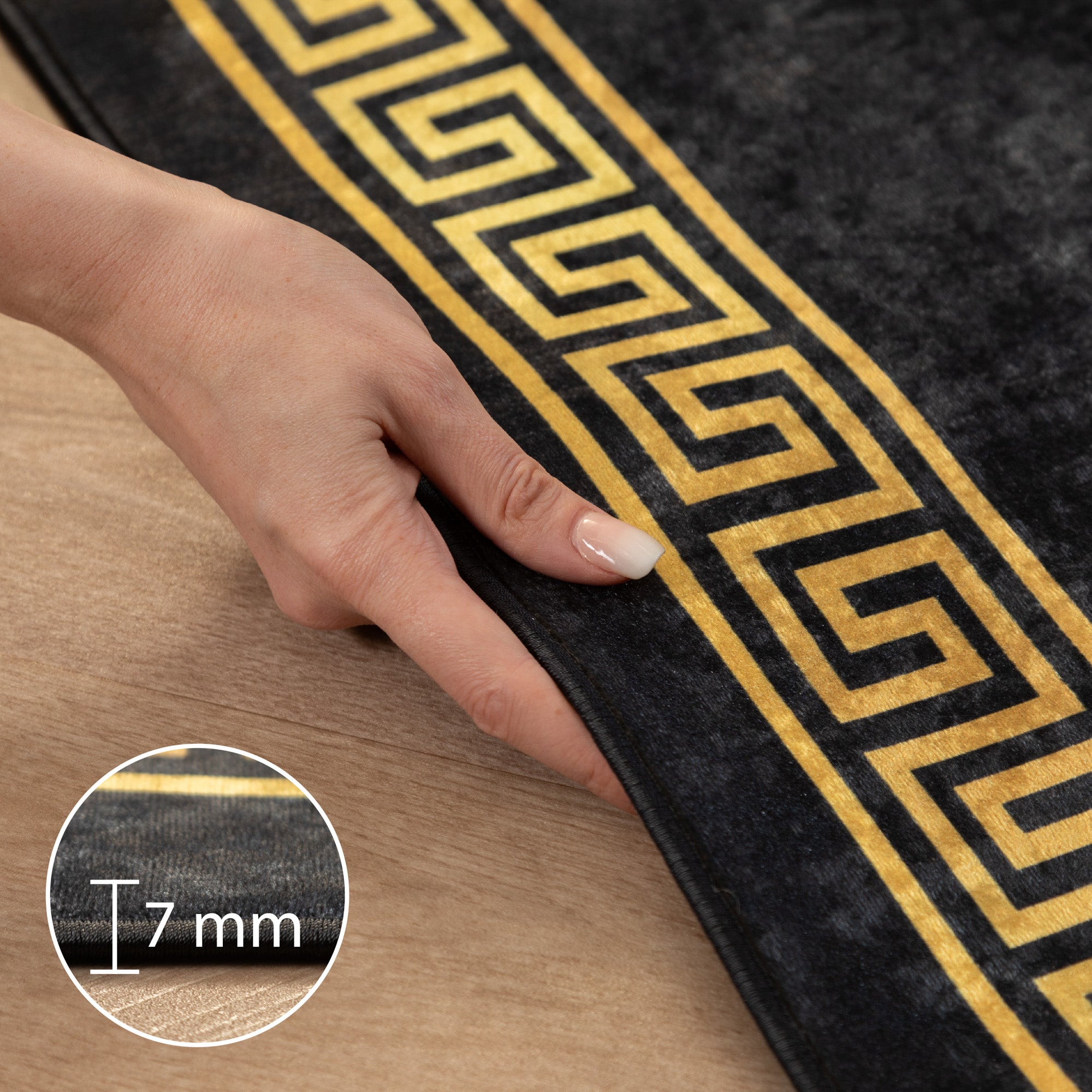 Washable carpet living room flat weave robust meander design non-slip