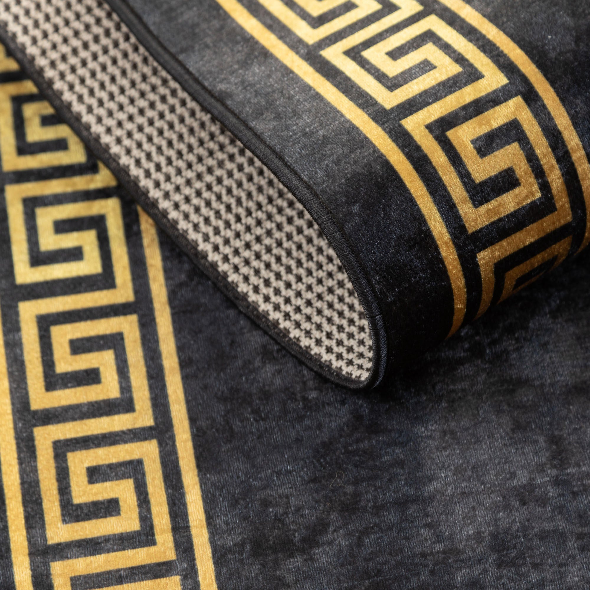 Washable carpet living room flat weave robust meander design non-slip