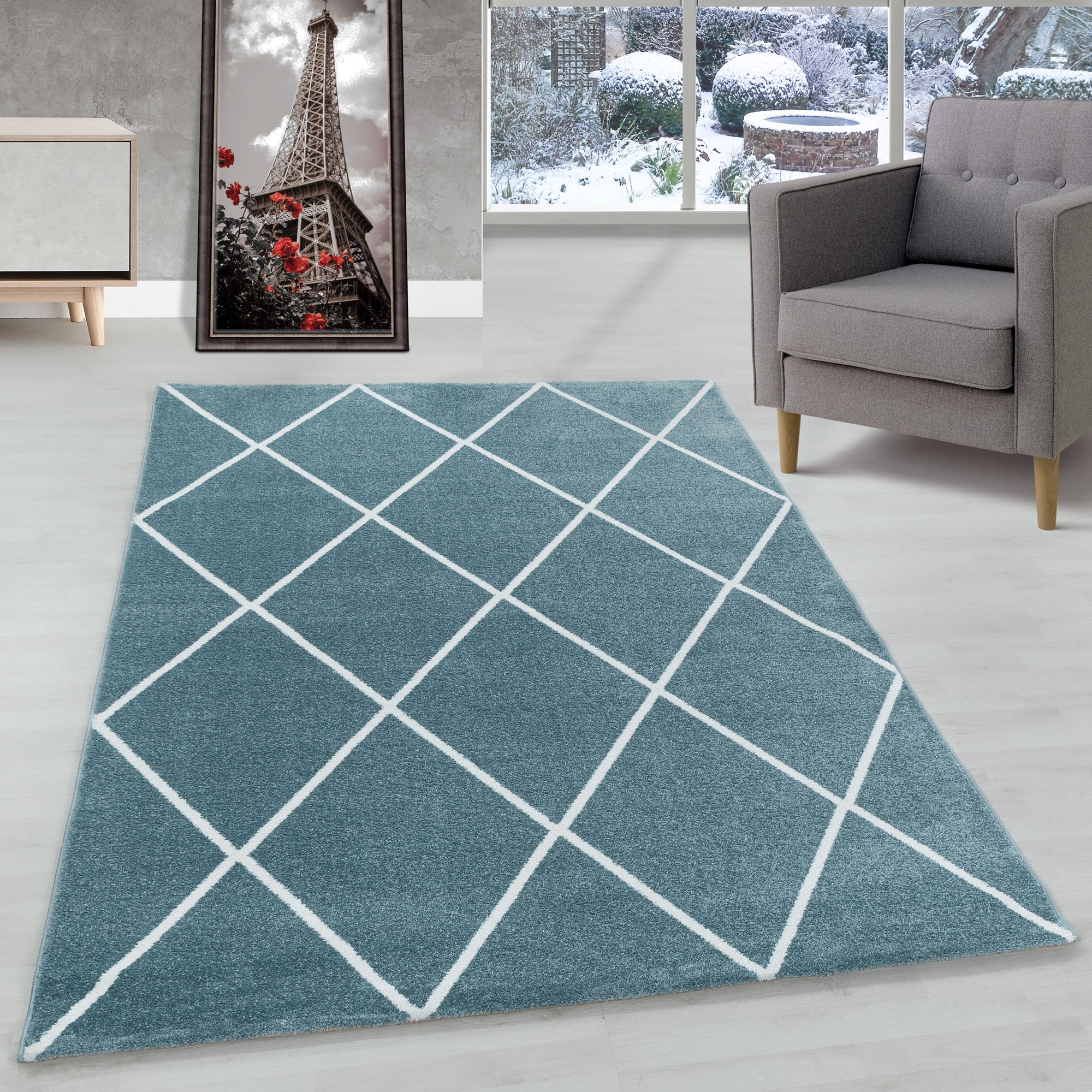Modern designer short pile carpet living room geometric design robust