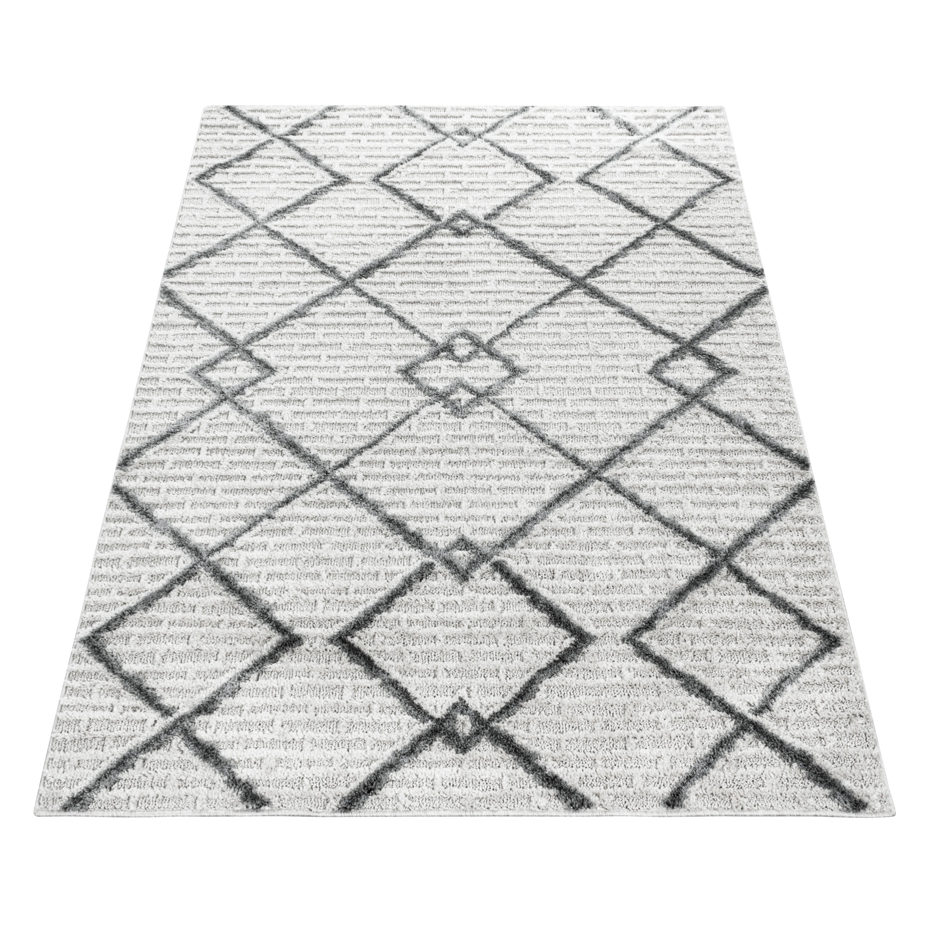 Tapis salon bohème design effet haut-bas look 3D style scandinave