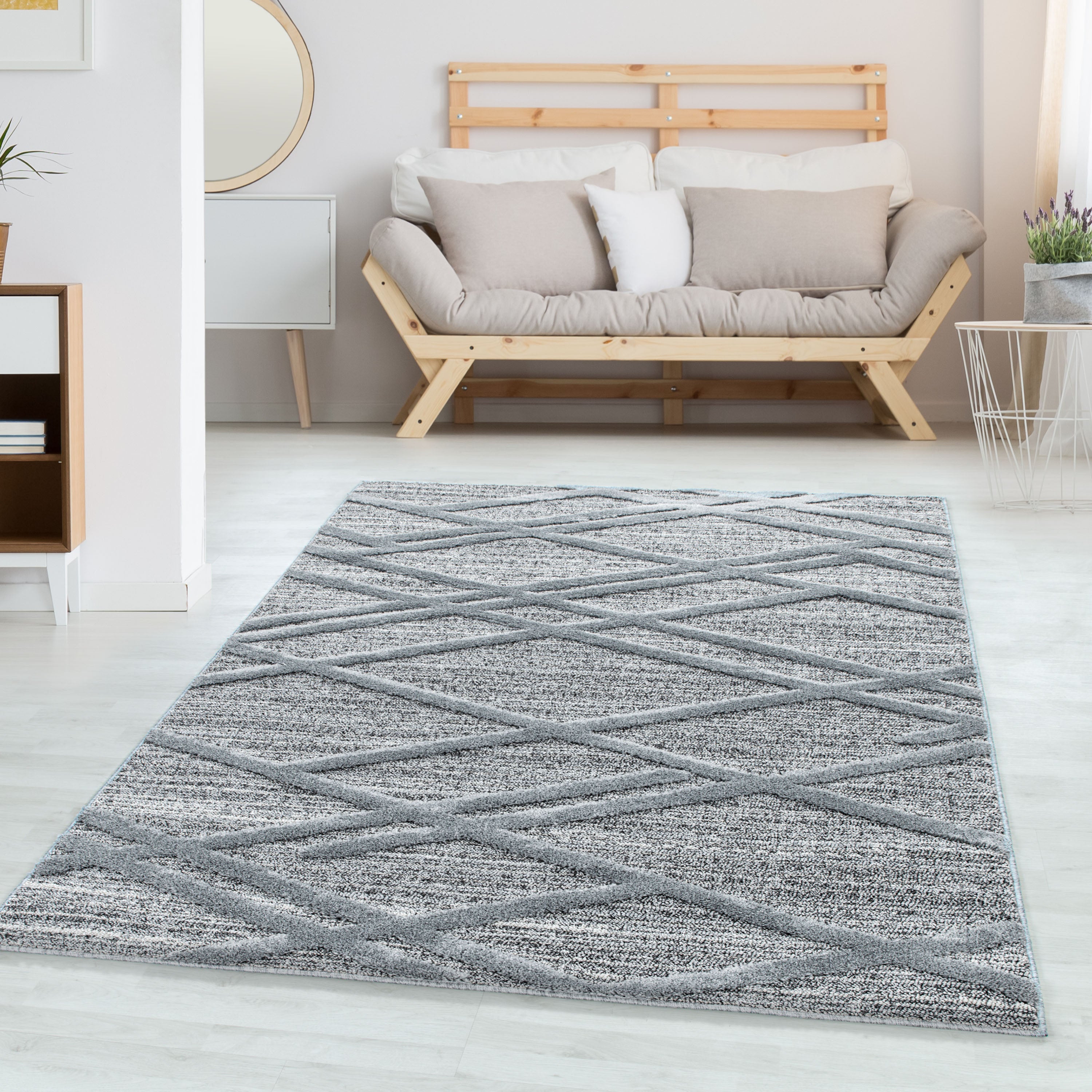 Carpet living room boho design high-low effect 3D look Scandinavian style