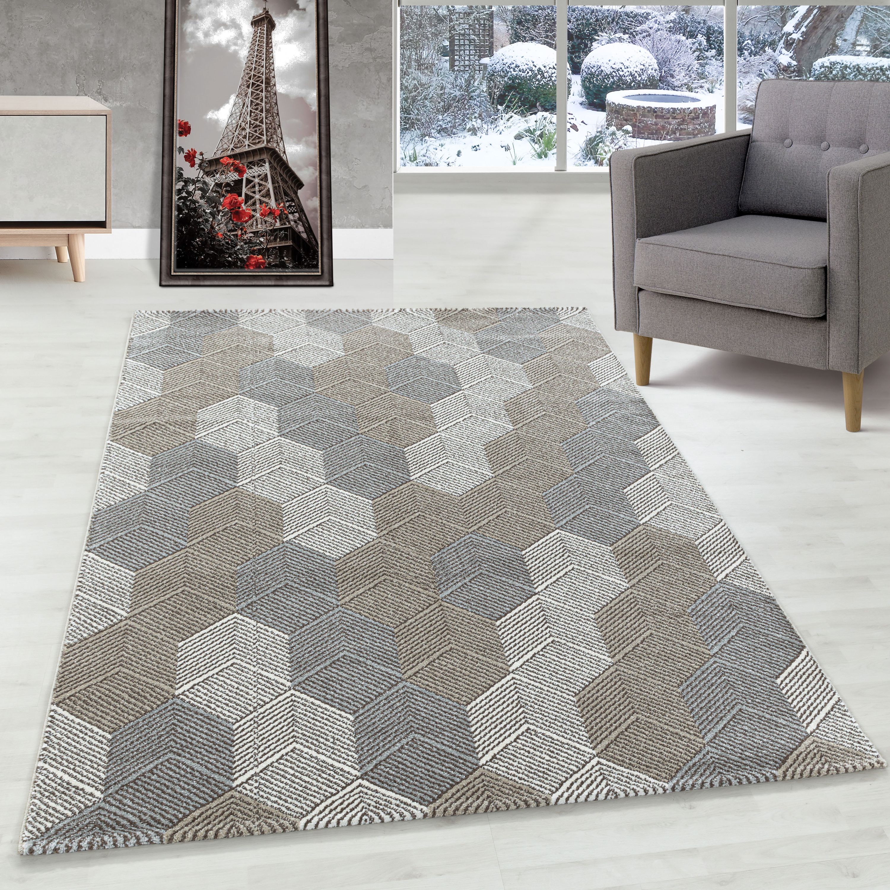 Short pile rug for living room, modern design, vintage style, soft, easy to care for