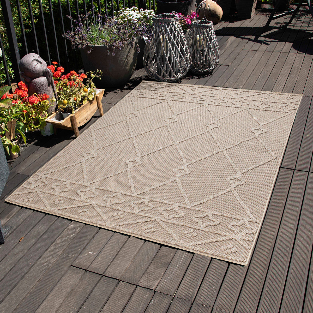 Carpettex Bouclé Teppich 3D Hoch-Tief Indoor Outdoor Wetterfest
