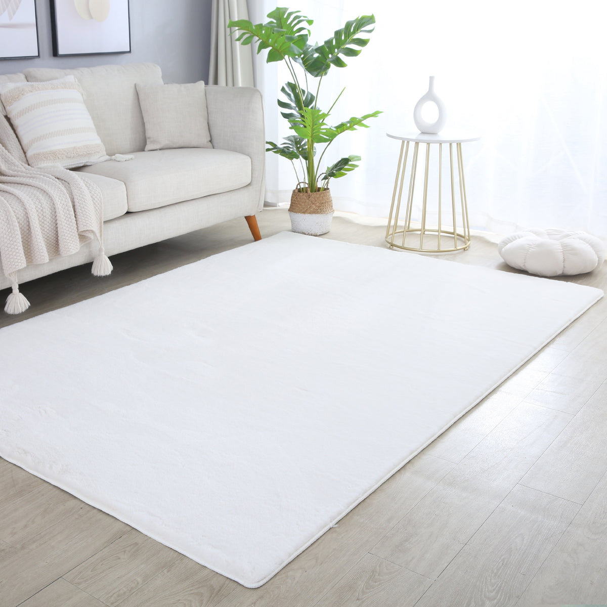 Carpettex Rabbit Hochflor Teppich Kunstfell Einfarbig Flauschig Weich
