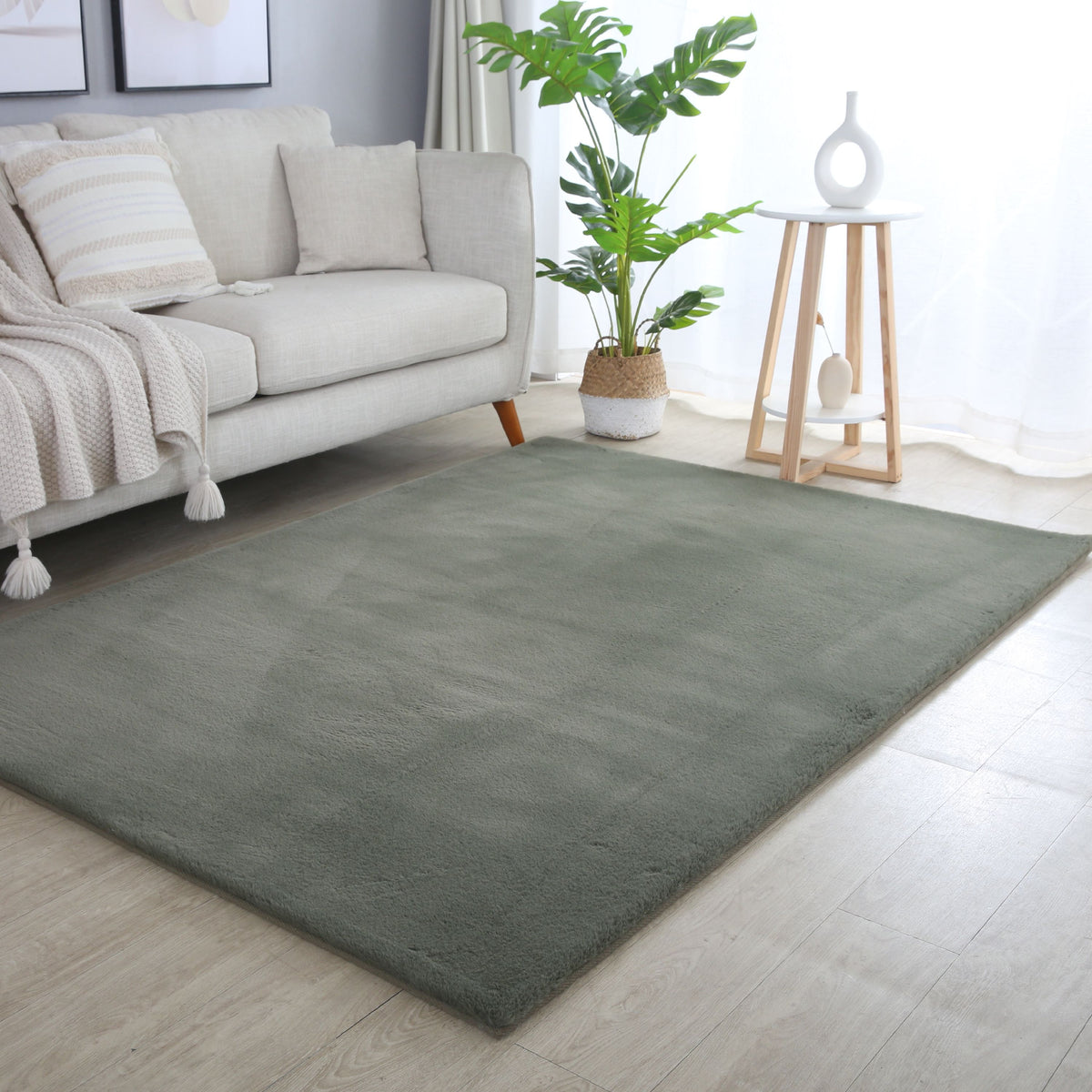 Carpettex Rabbit Hochflor Teppich Kunstfell Einfarbig Flauschig Weich