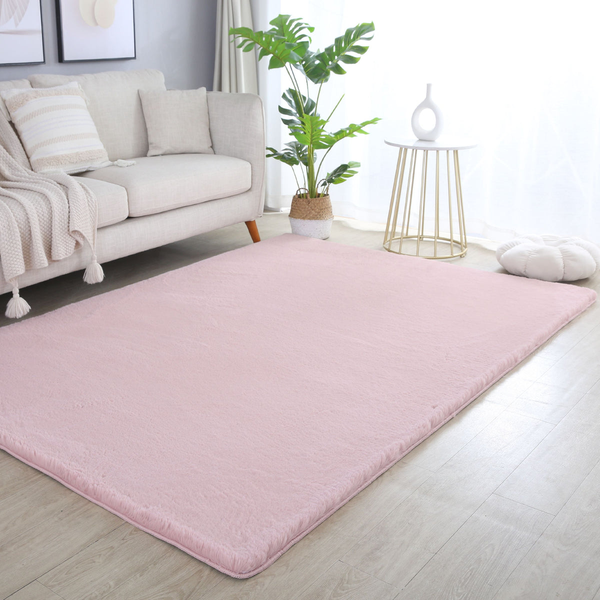Carpettex Rabbit Hochflor Teppich Kunstfell Einfarbig Flauschig Weich