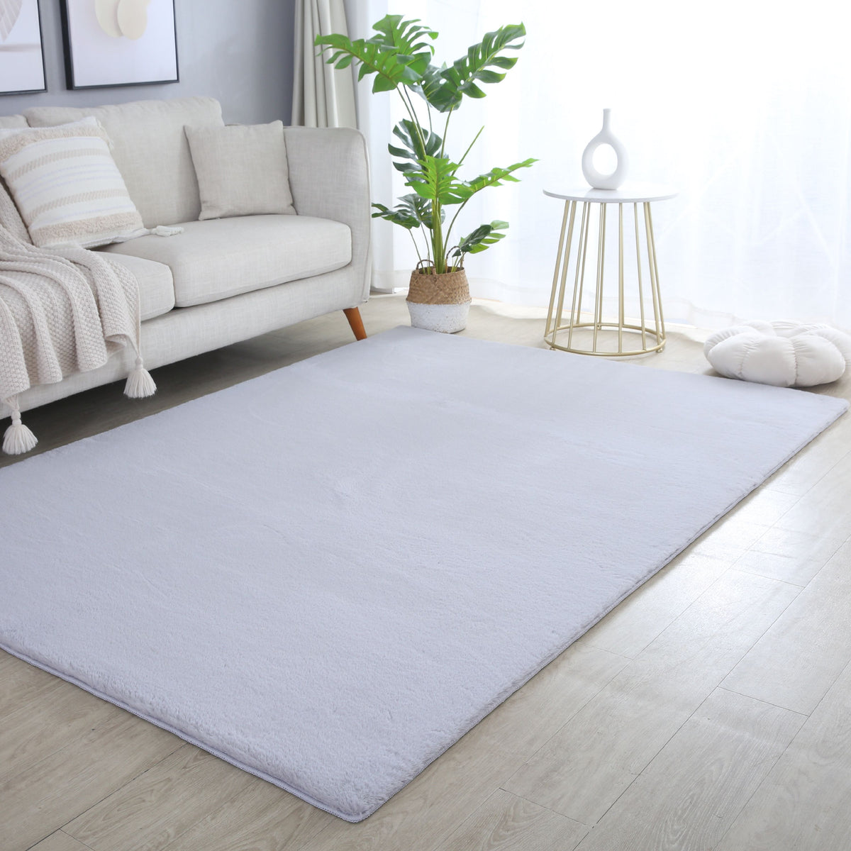 Carpettex Rabbit Hochflor Teppich Kunstfell Einfarbig Flauschig Weich