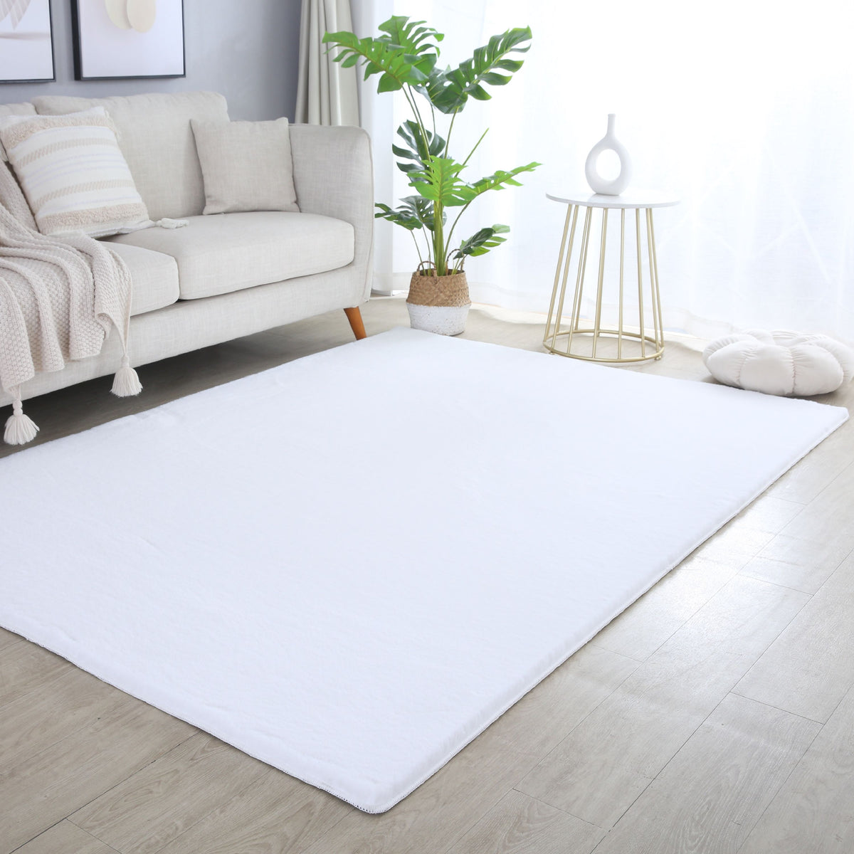 Carpettex Rabbit Hochflor Teppich Kunstfell Einfarbig Flauschig Weich