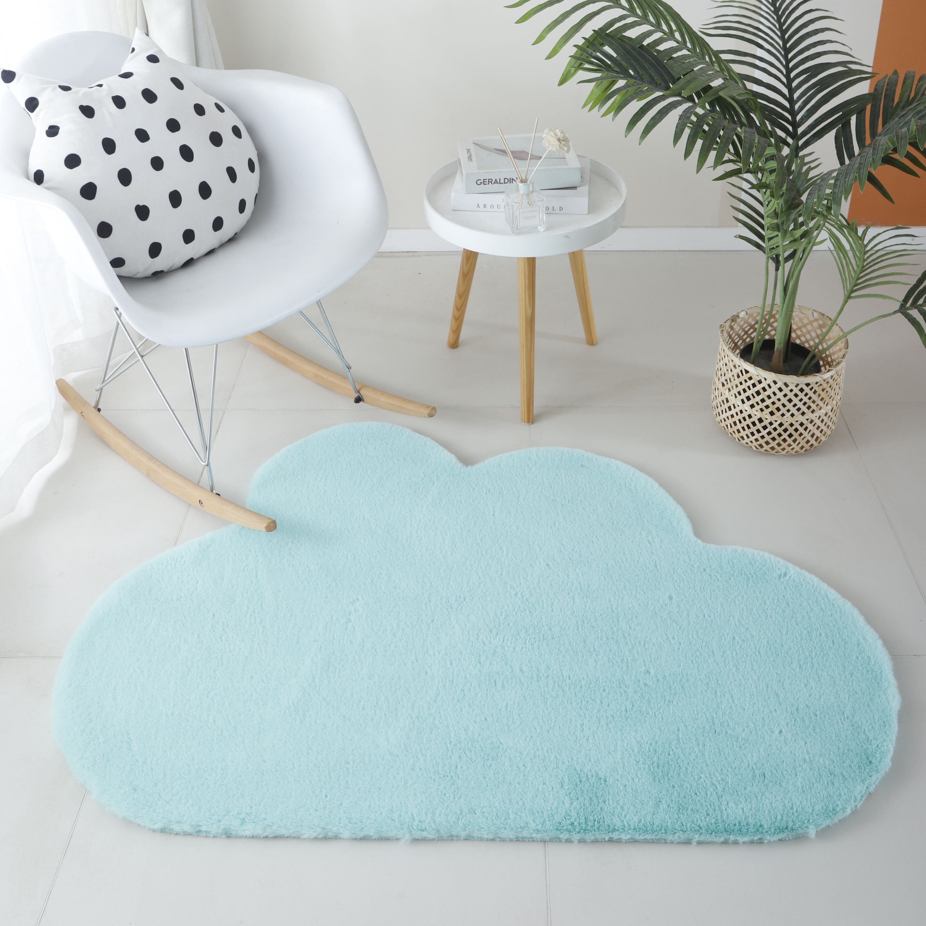 Rug plush plain cloud shape faux fur children's room super soft fur look