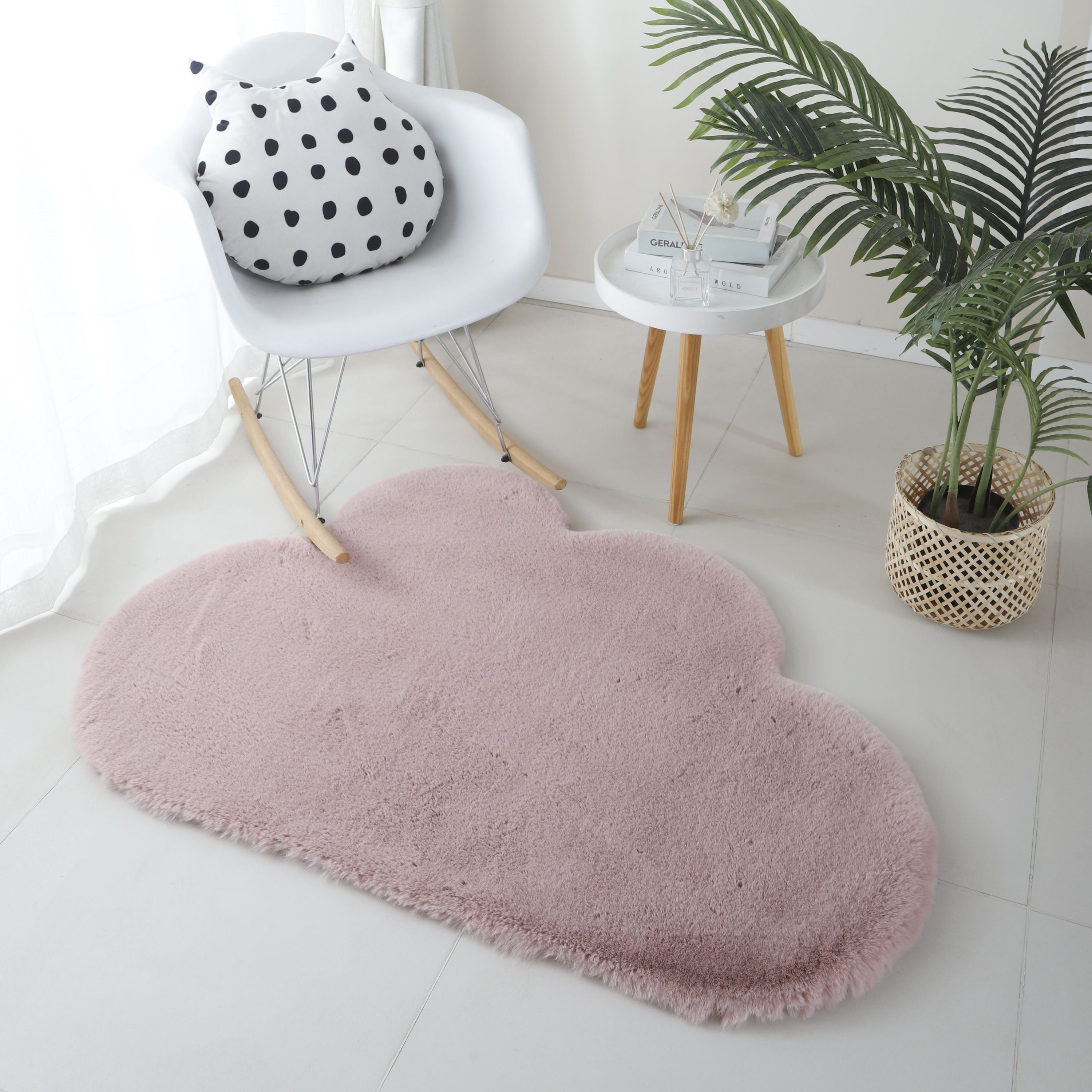 Rug plush plain cloud shape faux fur children's room super soft fur look