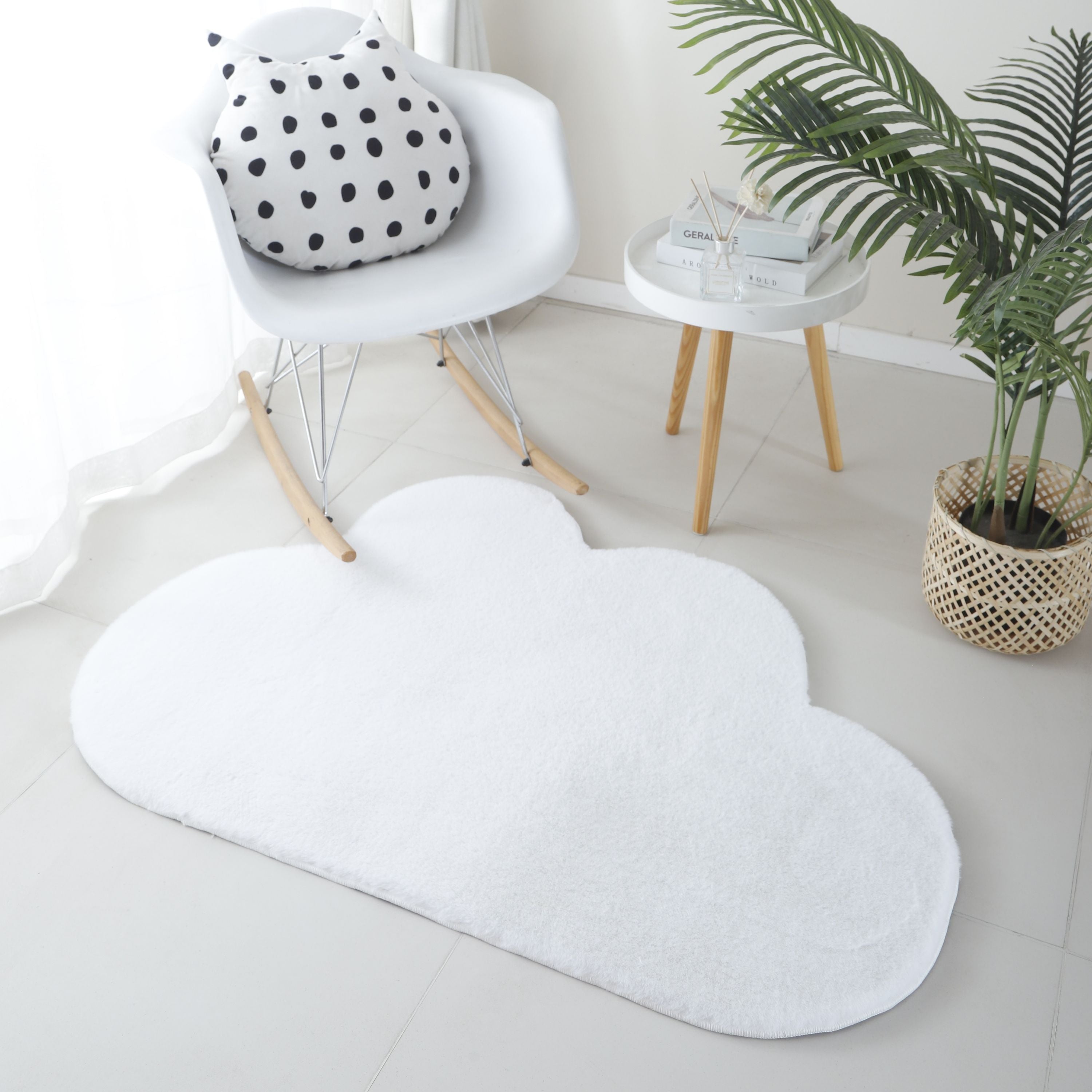 Rug plush plain cloud shape faux fur children's room super soft fur look