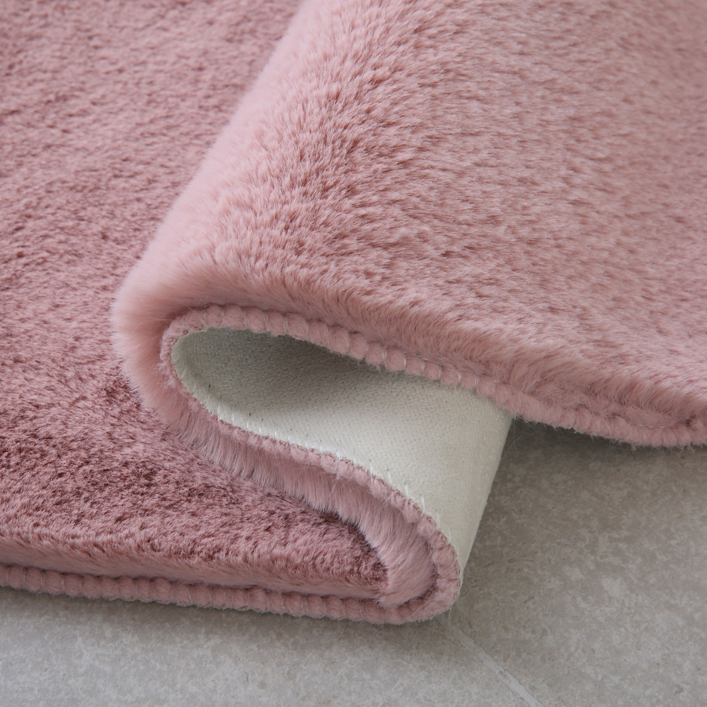 Rug plush plain heart shape faux fur children's room super soft fur look
