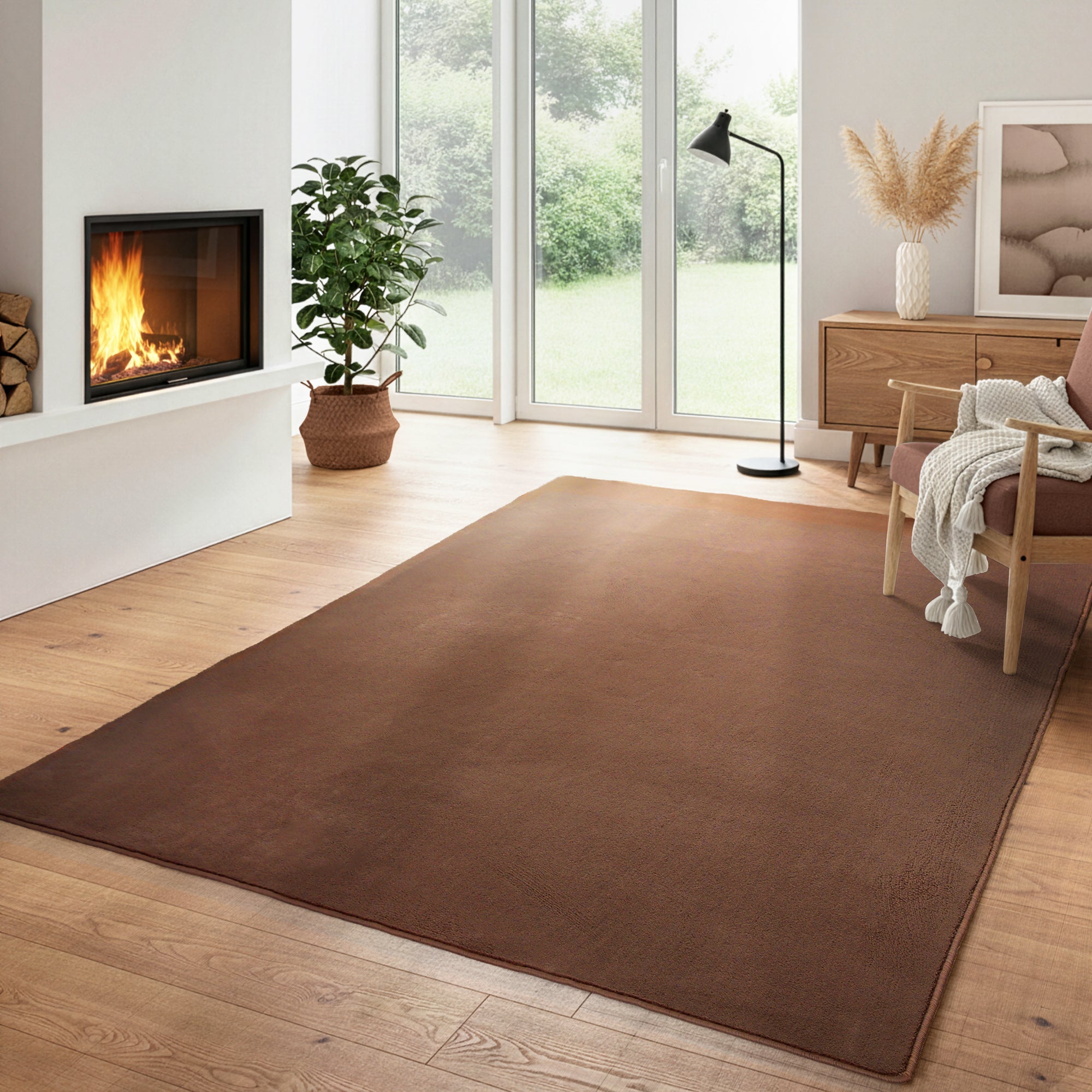 Carpettex Waschbarer Kurzflor Teppich Modern Einfarbig Weich