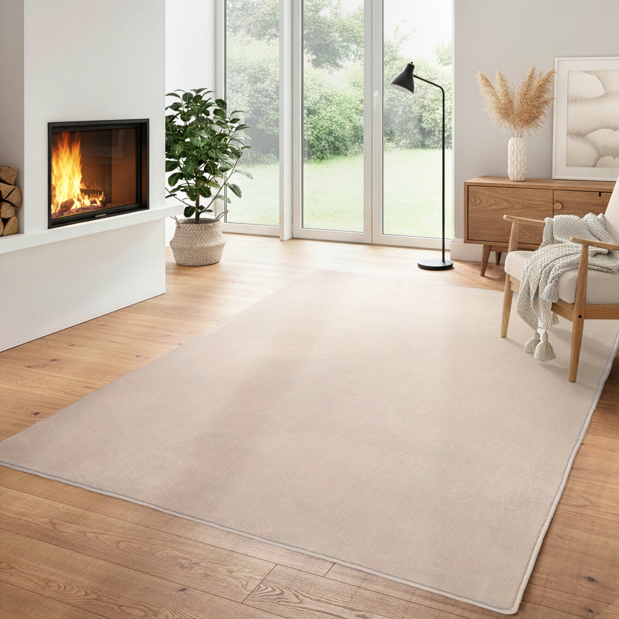 Carpettex Waschbarer Kurzflor Teppich Modern Einfarbig Weich