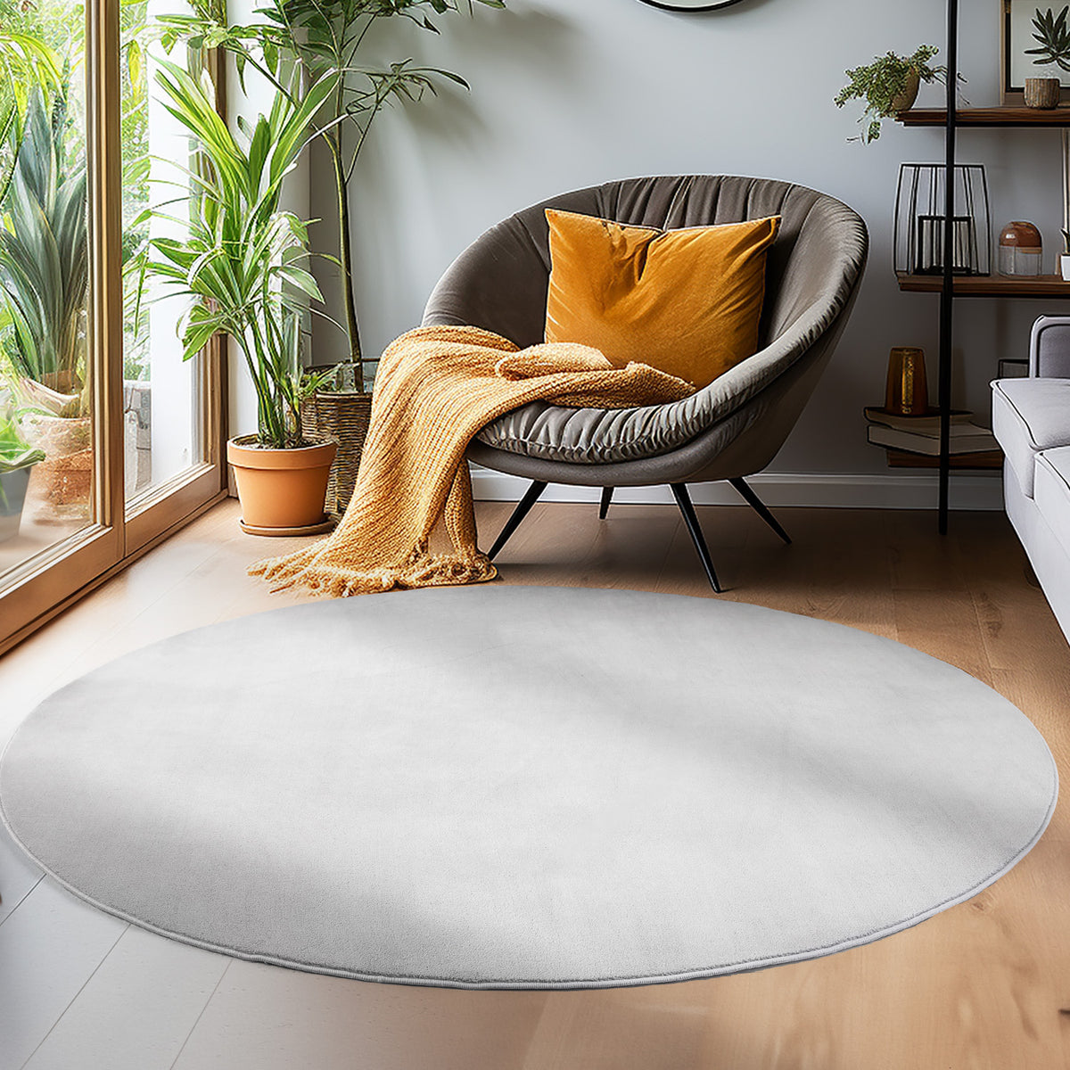 Carpettex Waschbarer Kurzflor Teppich Modern Einfarbig Weich